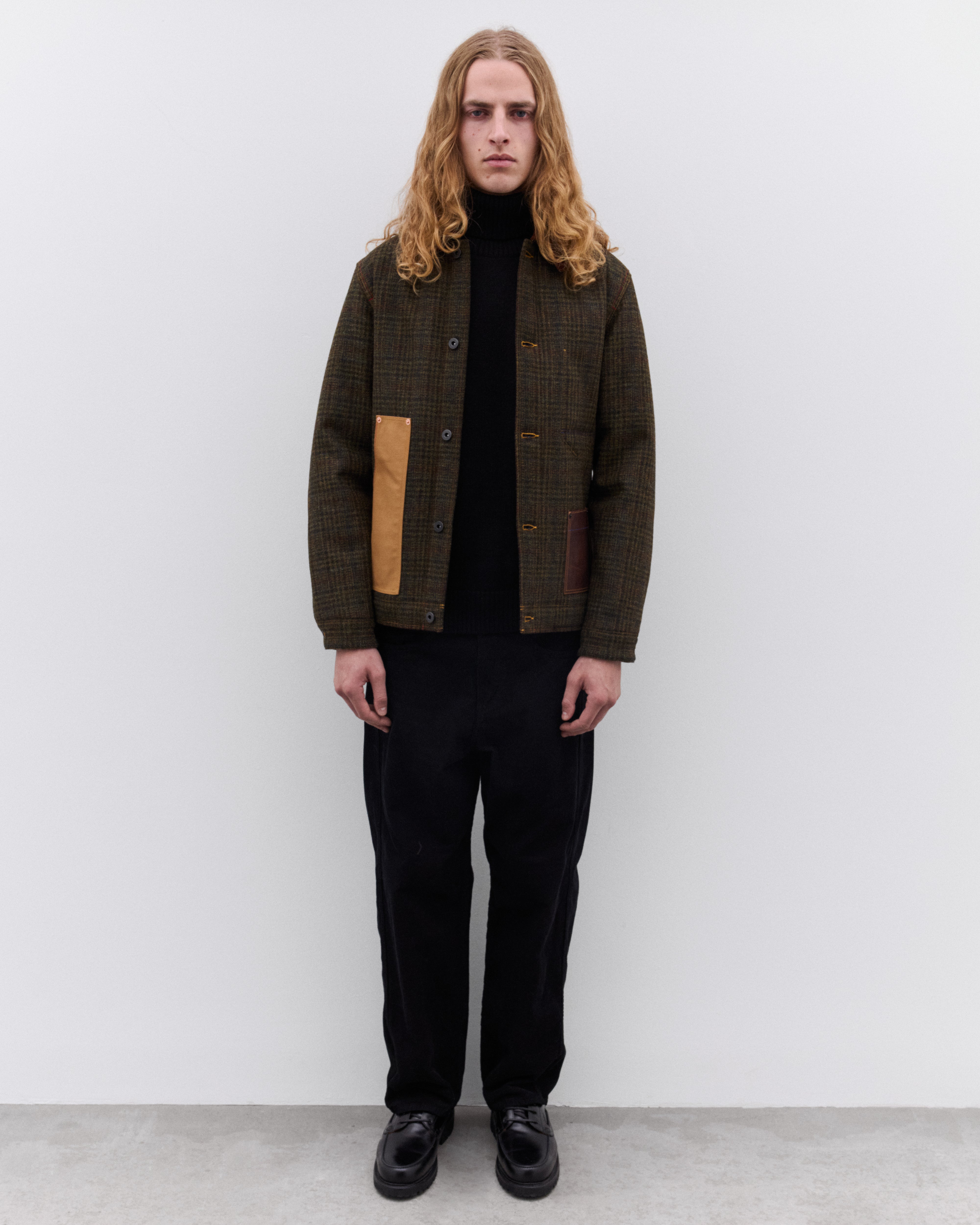 Junya Watanabe Man: Men's Check Jacket (Khaki/Brown) | Dover