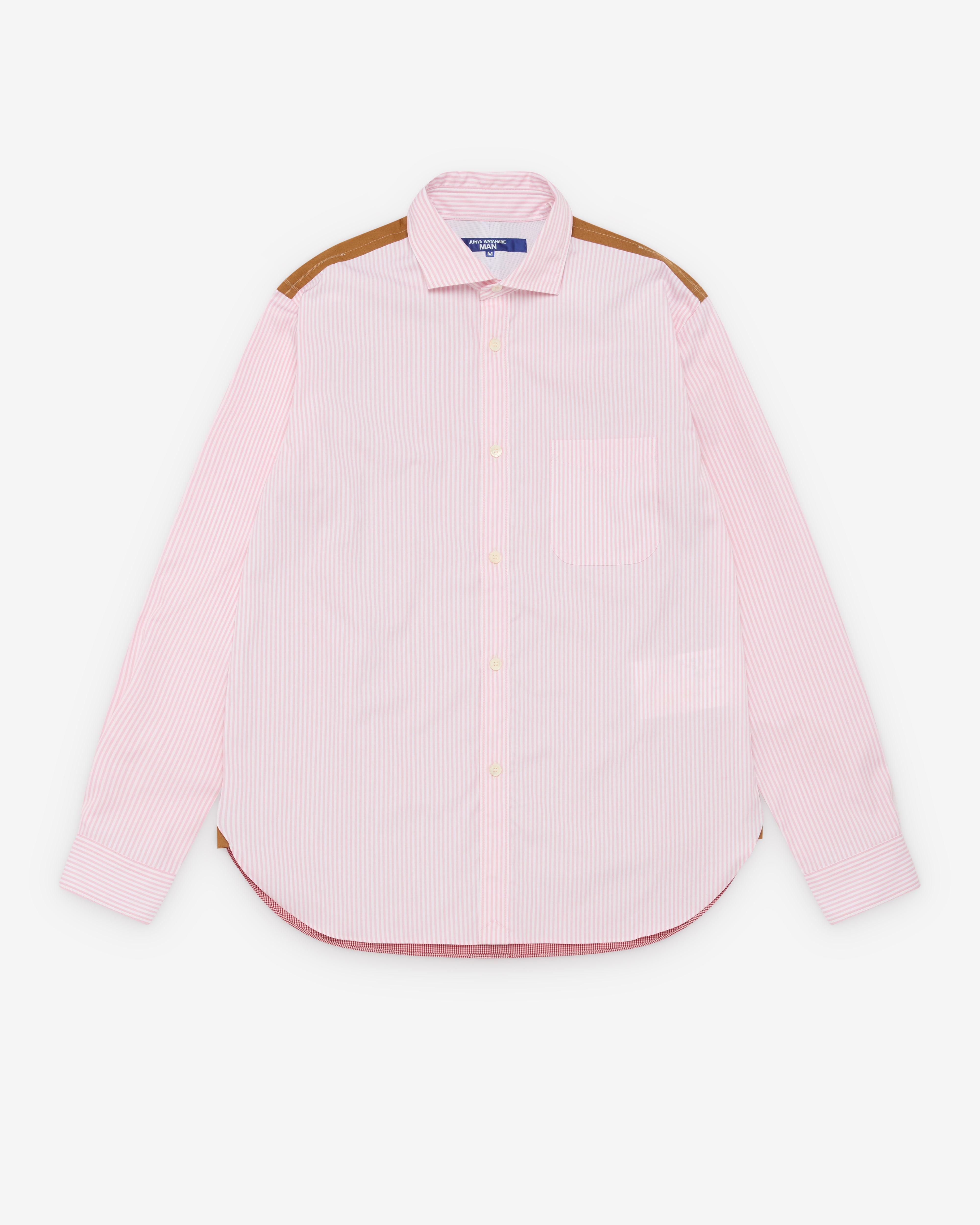 Junya Watanabe Man: Men's Stripe & Check Shirt (Pink) | Dover