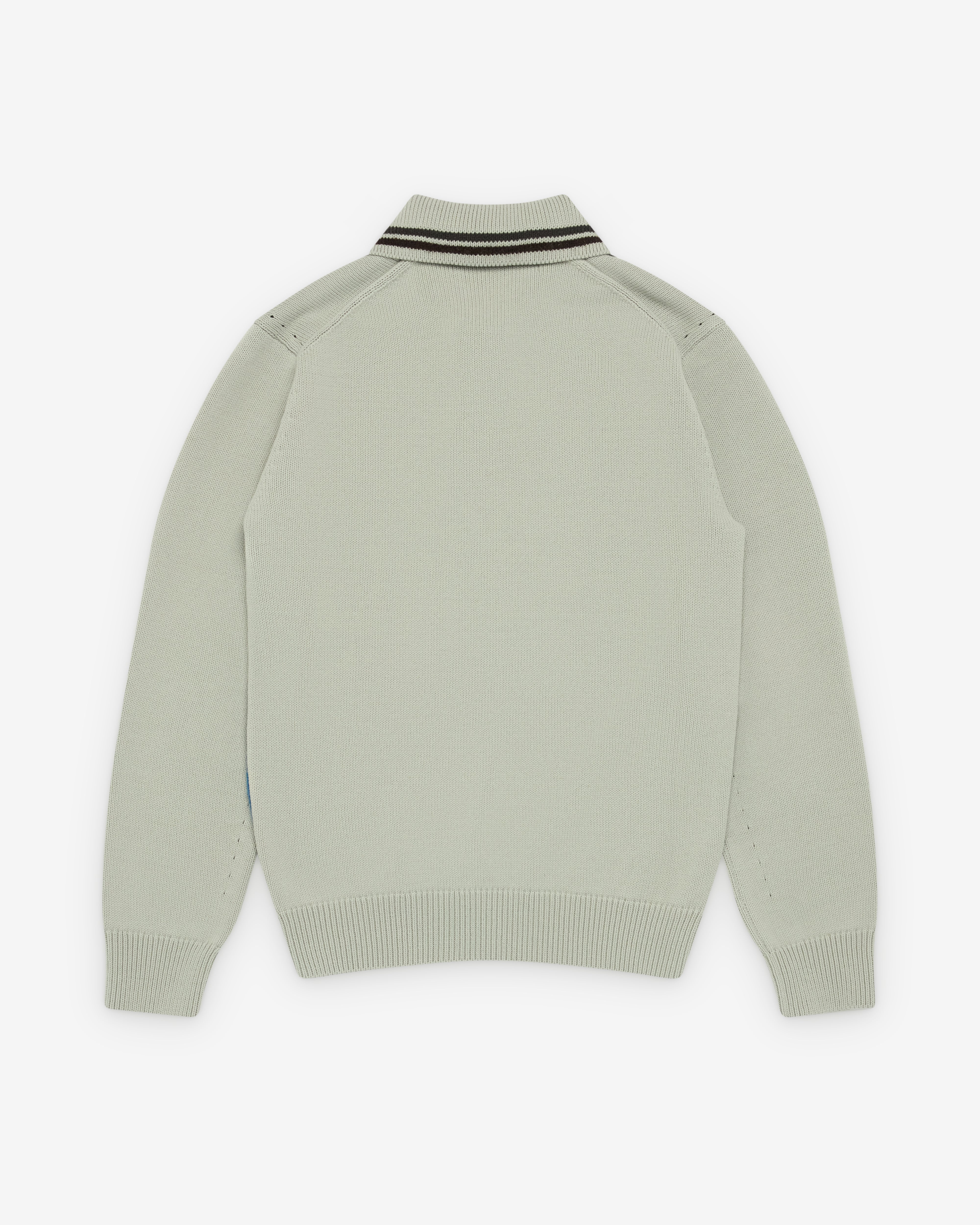 Junya Watanabe Man: Men's House Knit Polo (Grey/Off White) | Dover