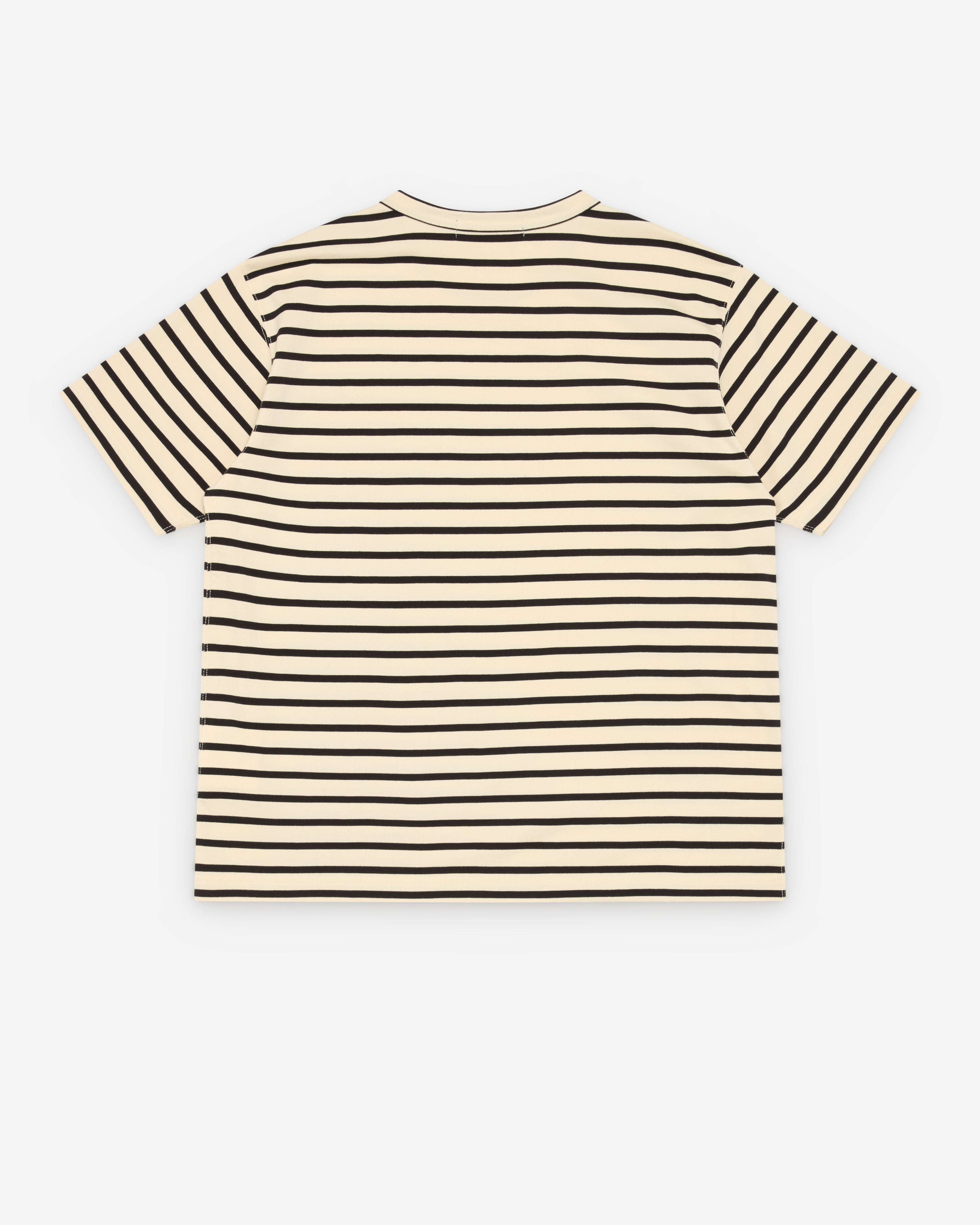 Junya Watanabe Man: Men's Striped T-Shirt (Off White/Black