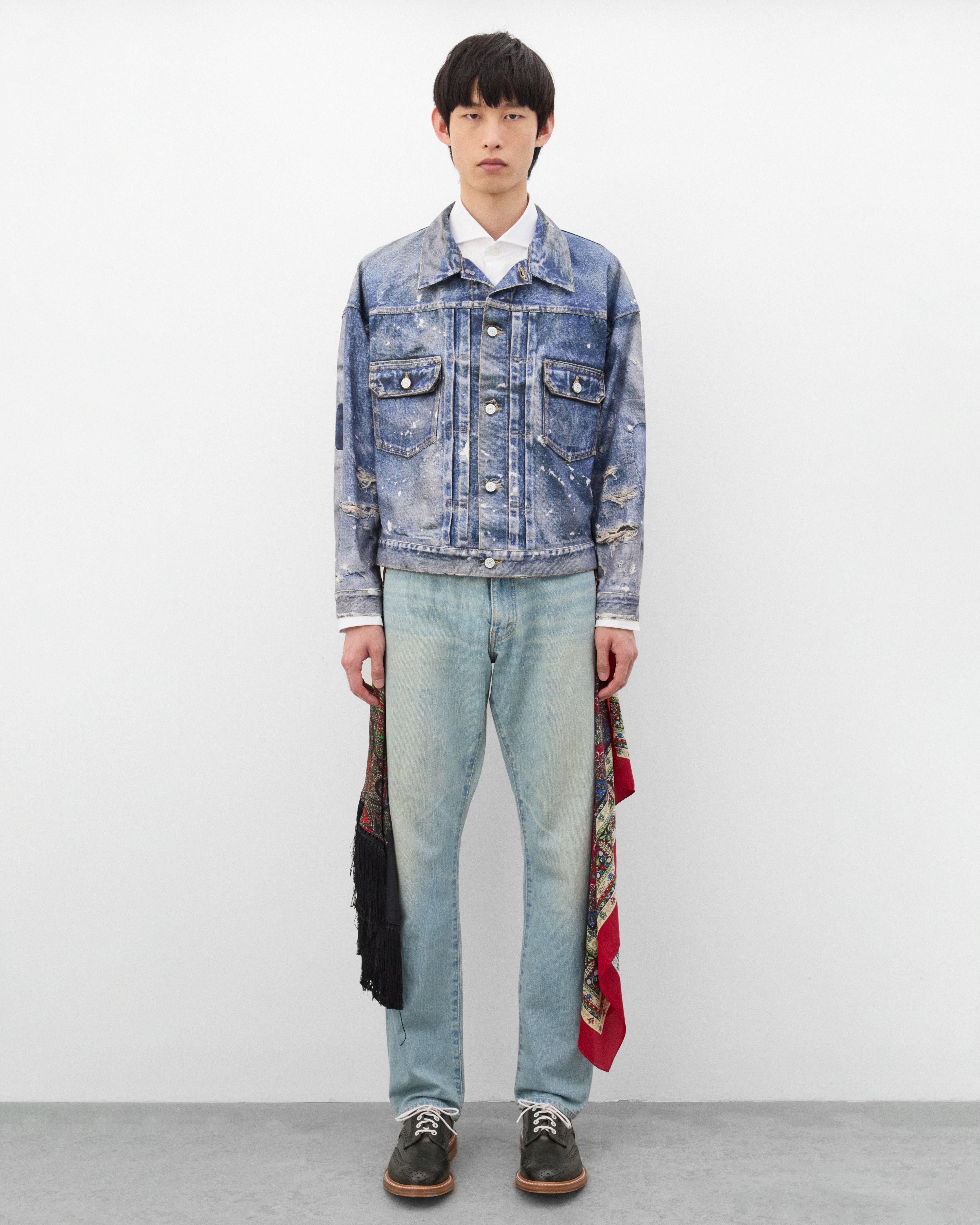 Junya Watanabe Man: Men's New Manual Printed Denim Jacket (Indigo
