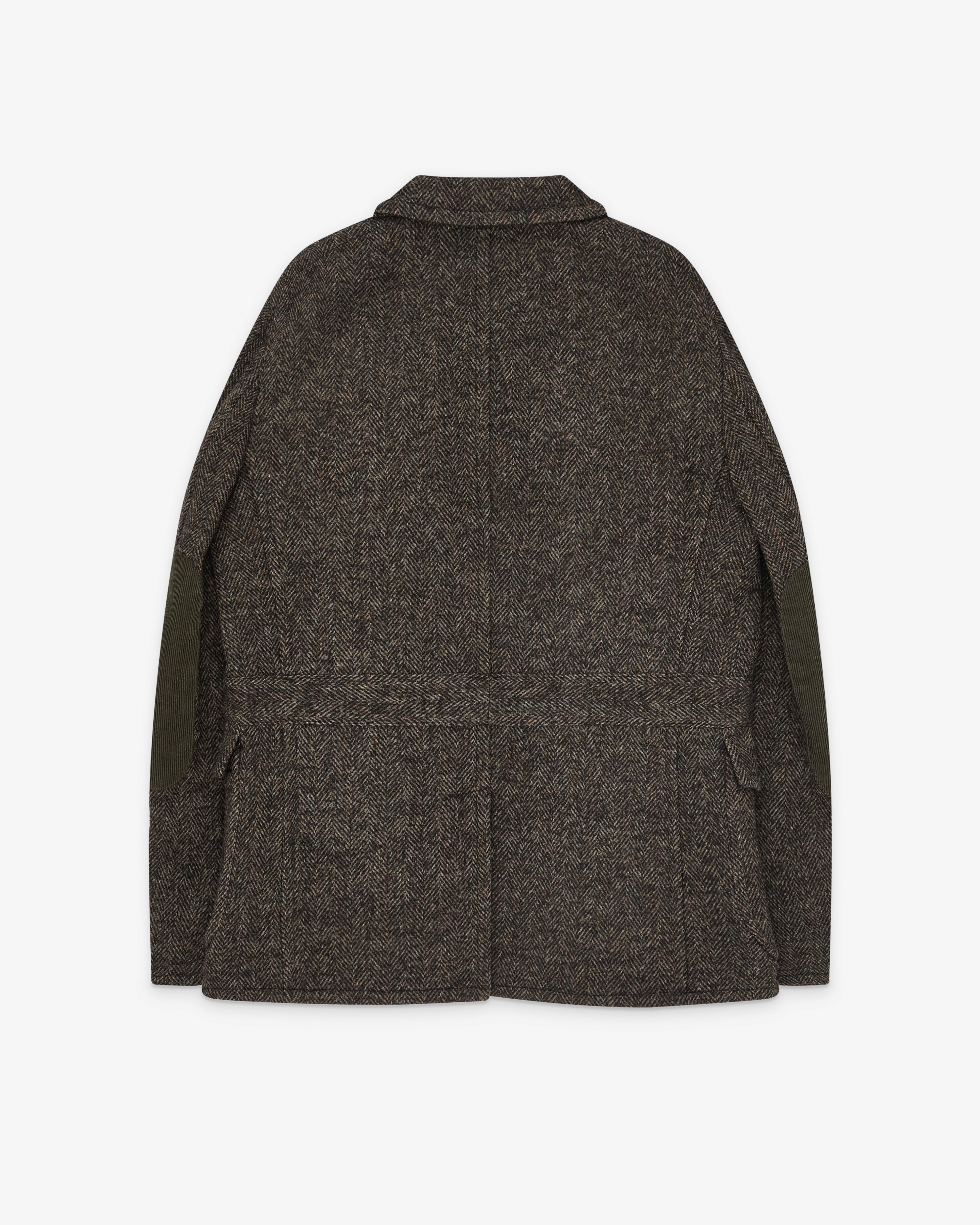 Junya Watanabe MAN: Men's Belted Tweed Jacket (Brown) | Dover