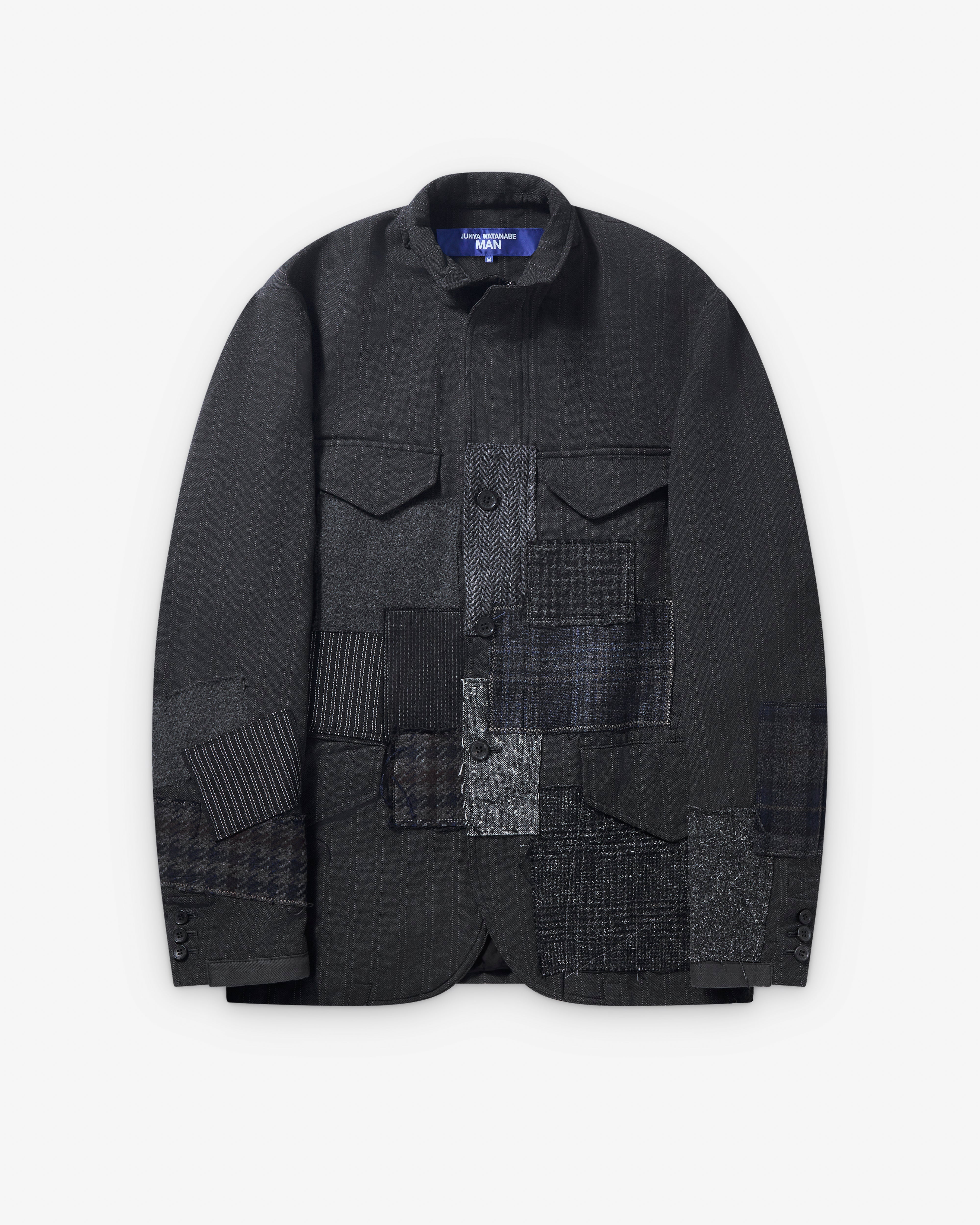 Junya Watanabe Man: Men's Patchwork Zip Blazer (Grey/Mix) | Dover