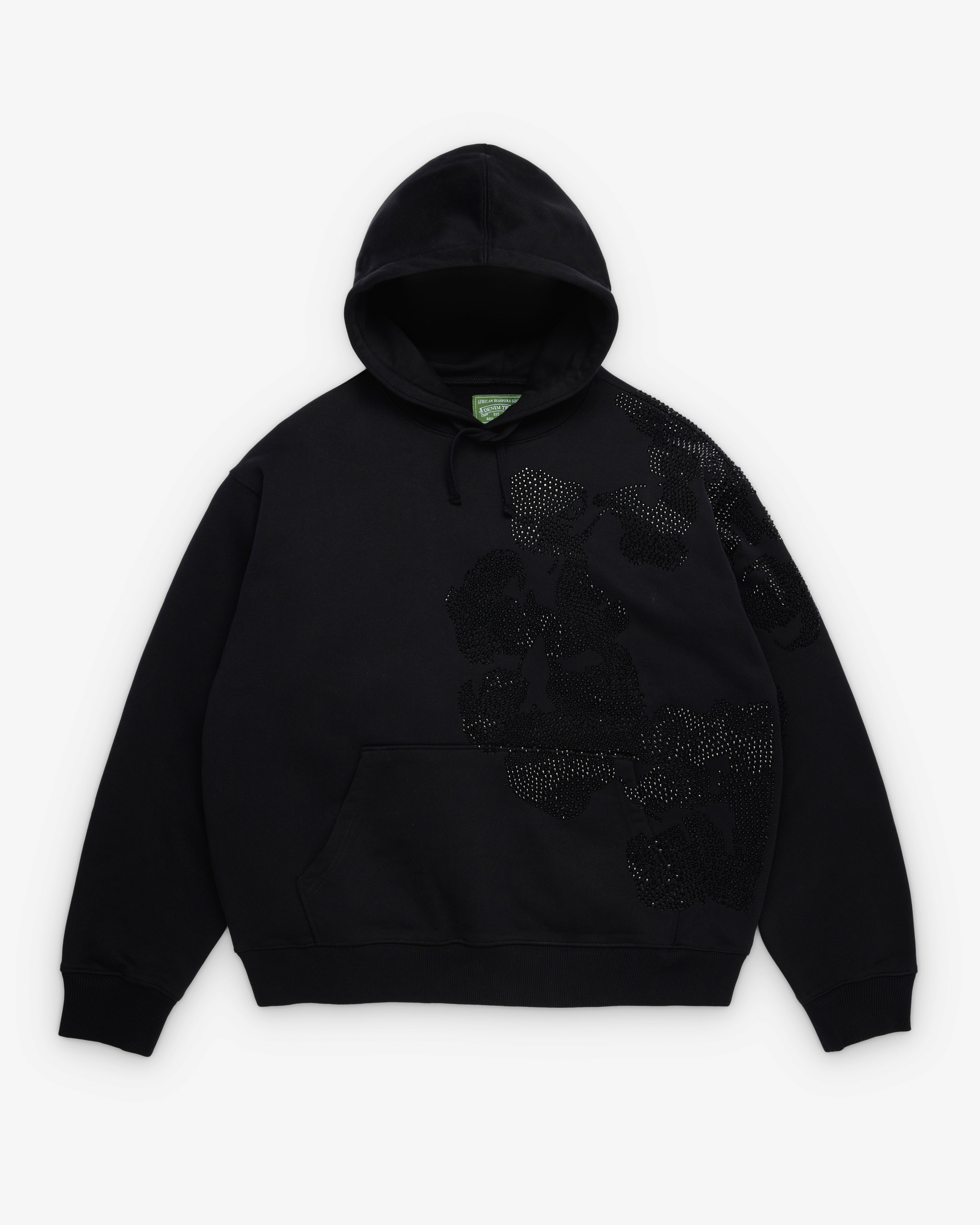 Denim Tears: Men's Jumbo Wreath Pull Over Hoodie (Black) | Dover