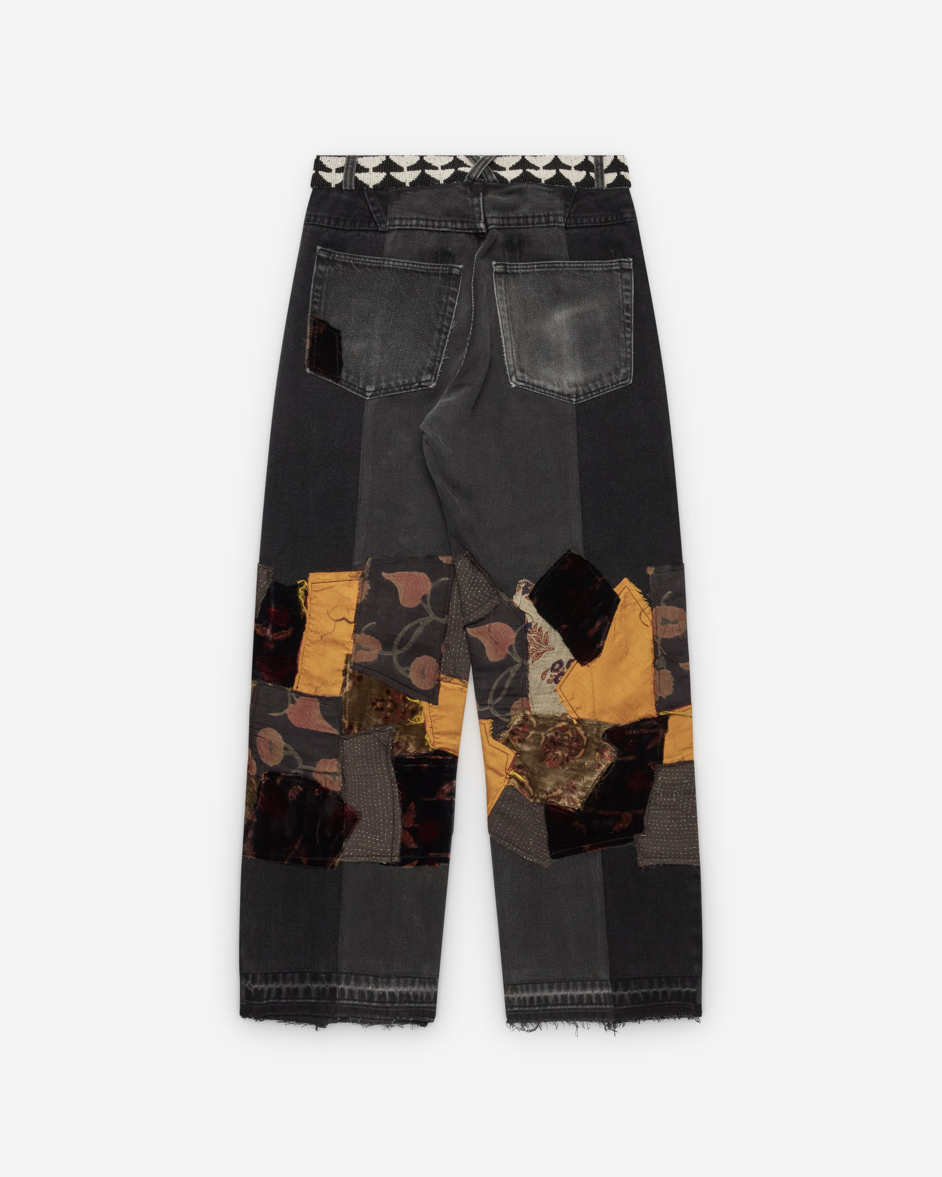 Kartik Research: Men's Manali Patchwork Pant (Black) | Dover