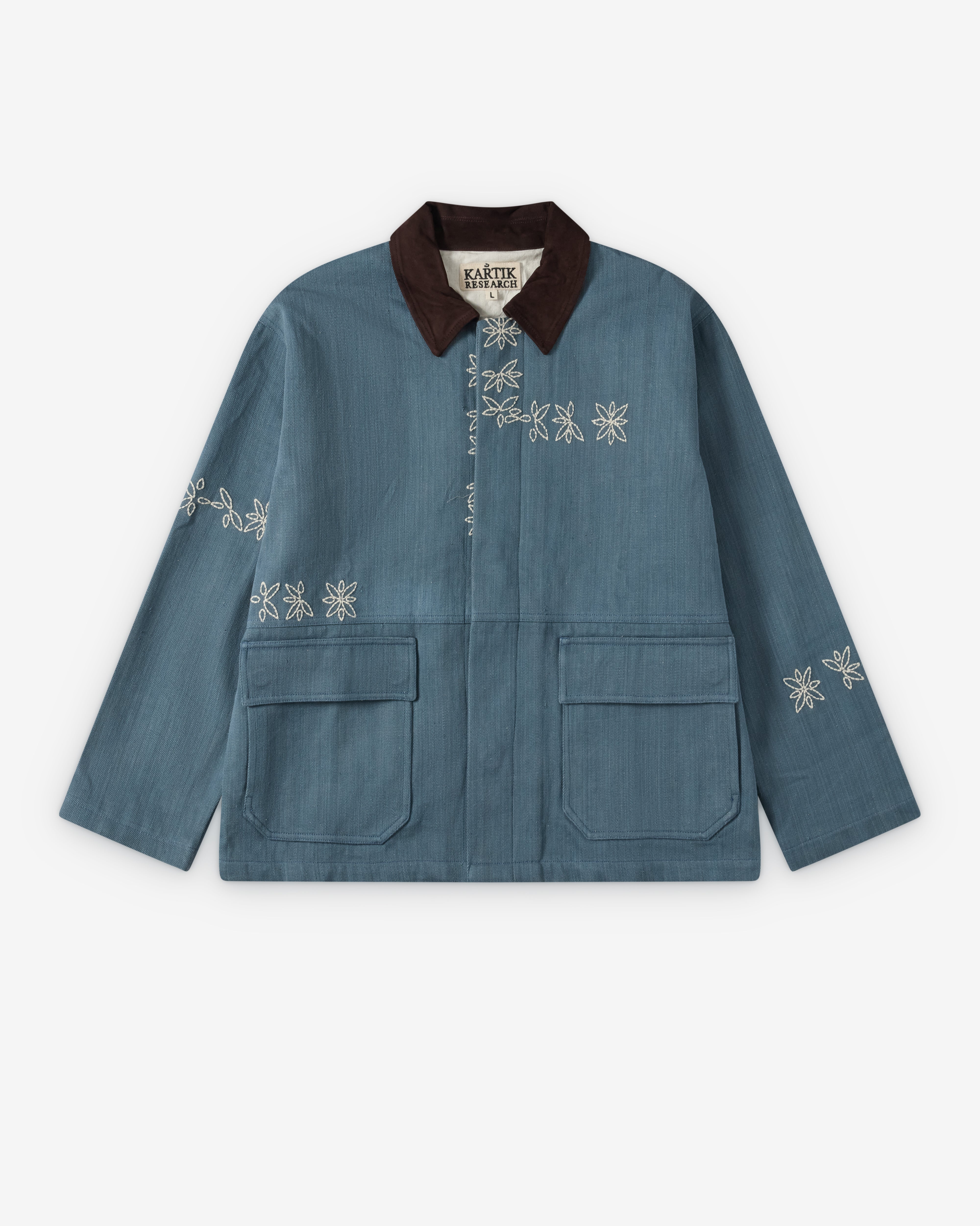 Kartik Research: Men's Cotton Twill Patchwork Jodhpur Jacket (Navy