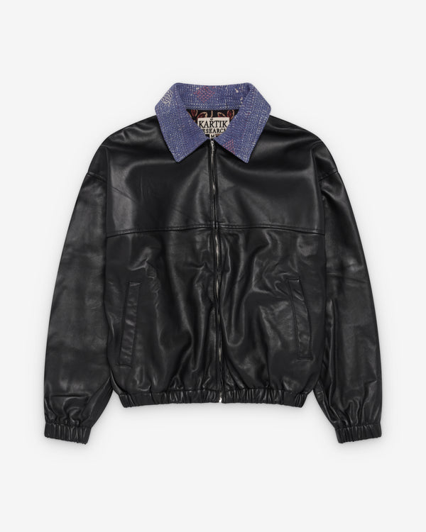 Kartik Research - Men's Kantha Leather Bomber - (Black/Multi)