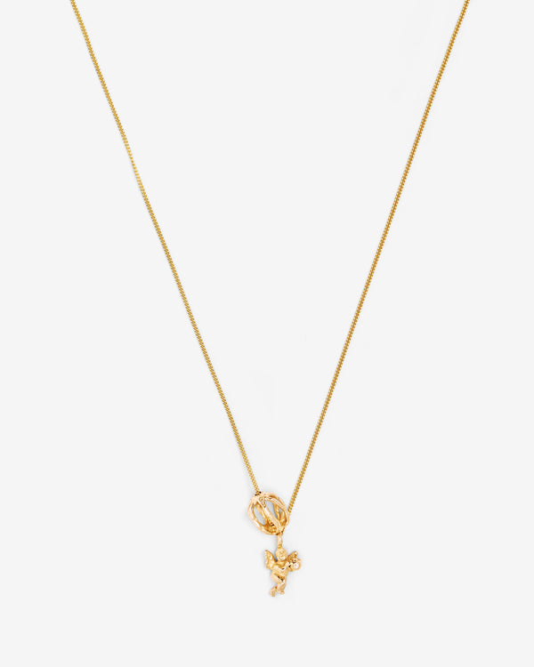 Georgia Kemball - Women's Tiny Diamond Cherub And Bead Necklace - (Gold)