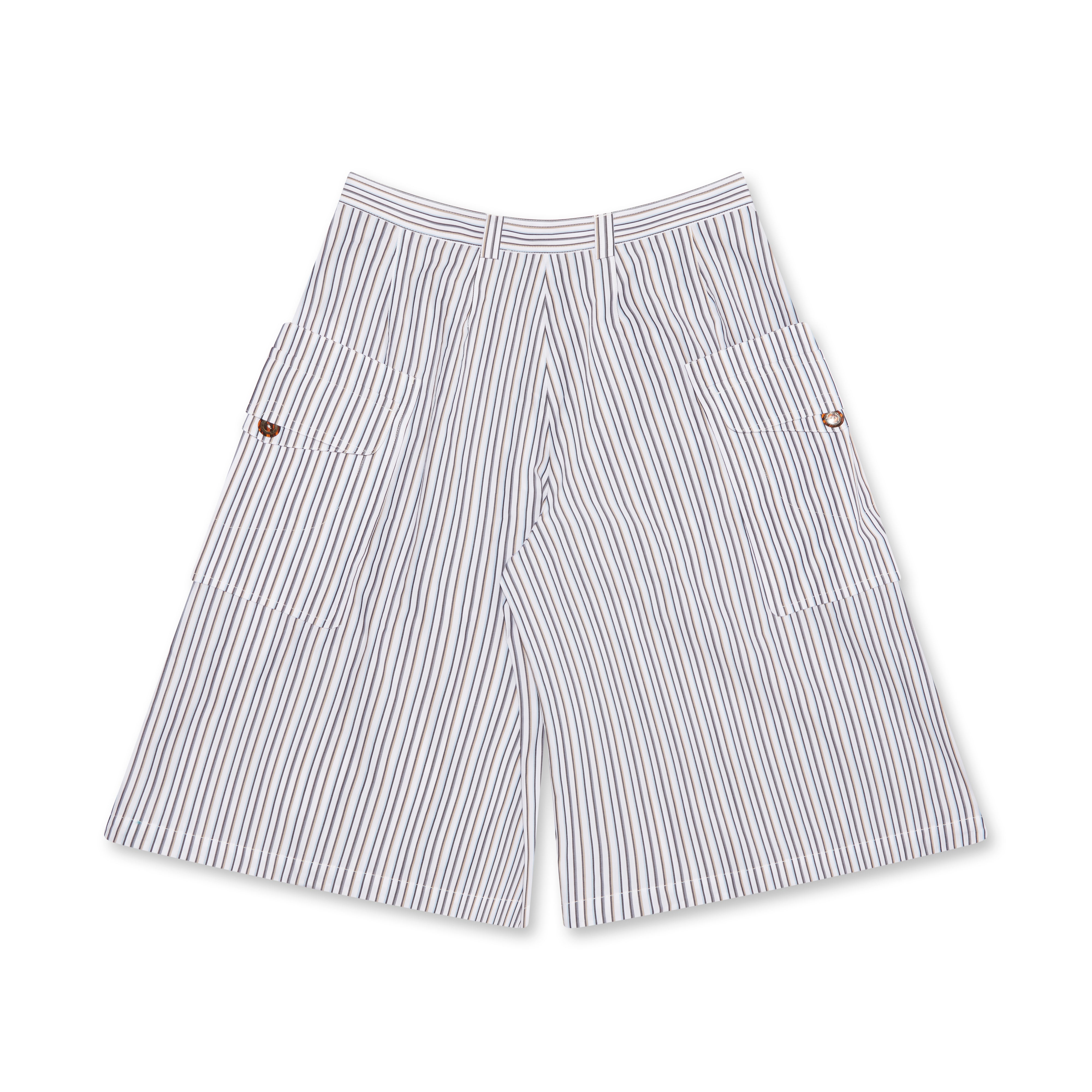 Kiko Kostadinov - Men’s Kreuk Wide Shorts - (White Cream Pinstripe)