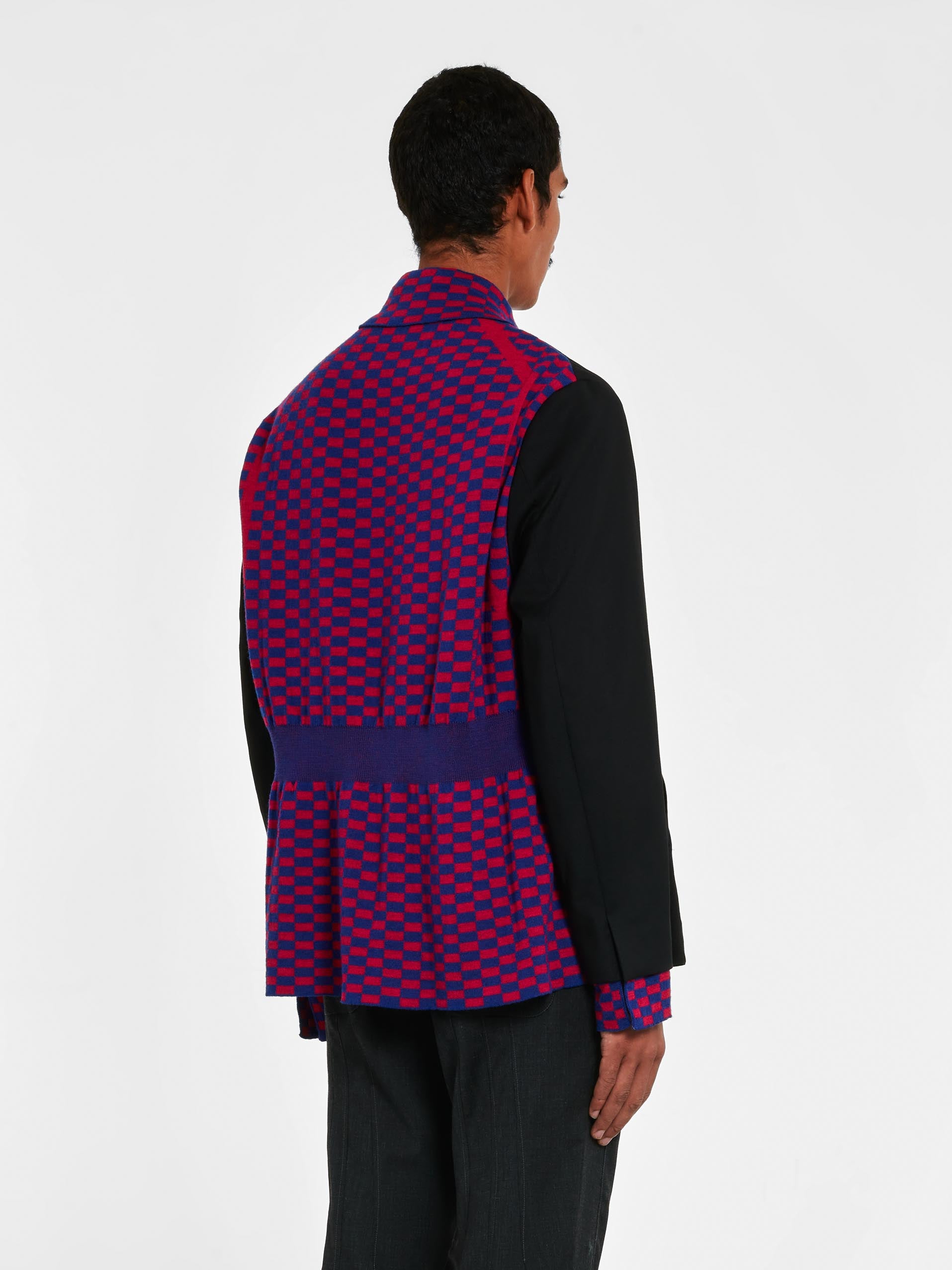 Kiko Kostadinov Black And Purple Wool Louisville Long Belted Coat