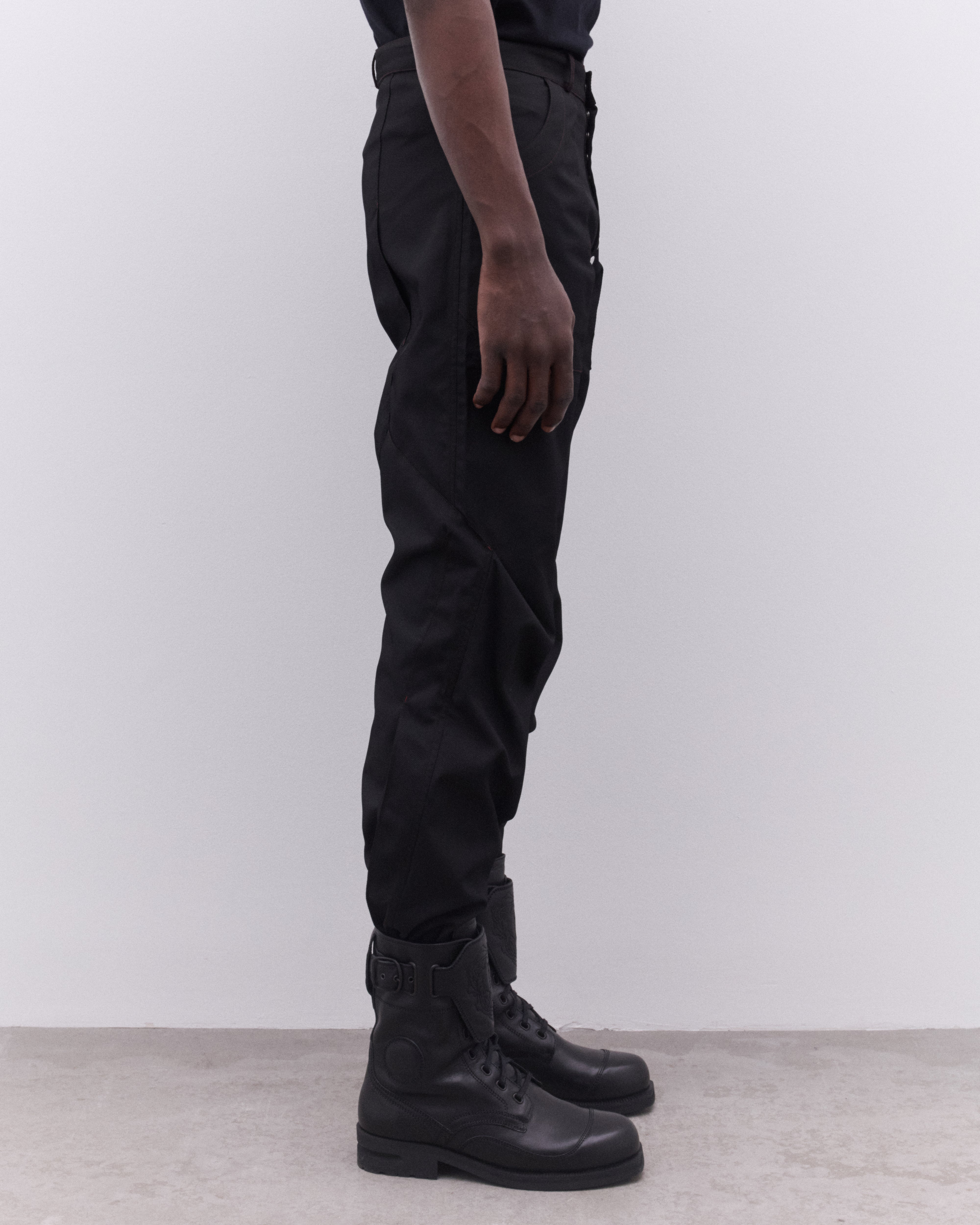 Kiko Kostadinov: Men's Triple Dart Reversible Trousers (Black