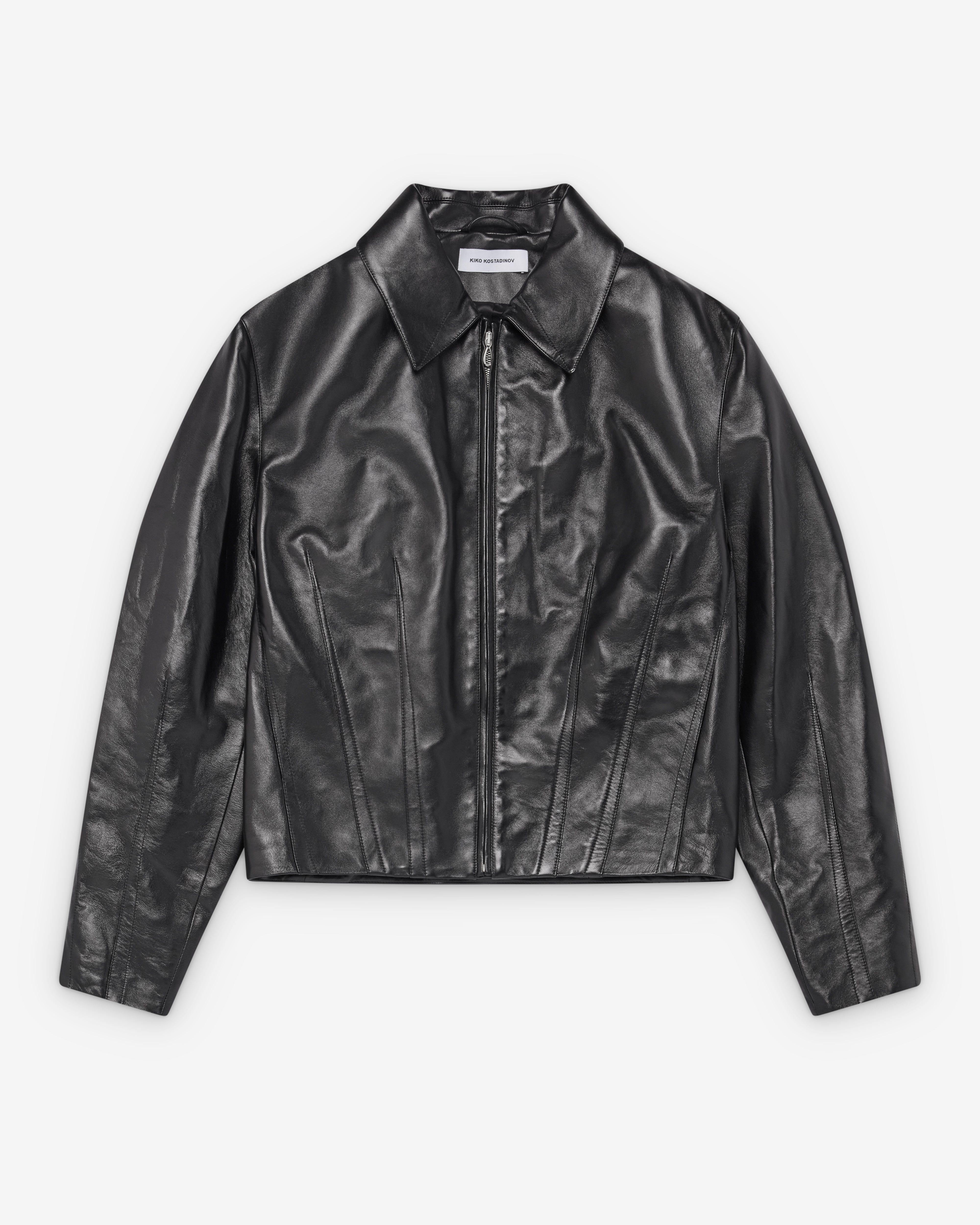Kiko Kostadinov: Men's Lur Leather Jacket (Smokey Black) | Dover