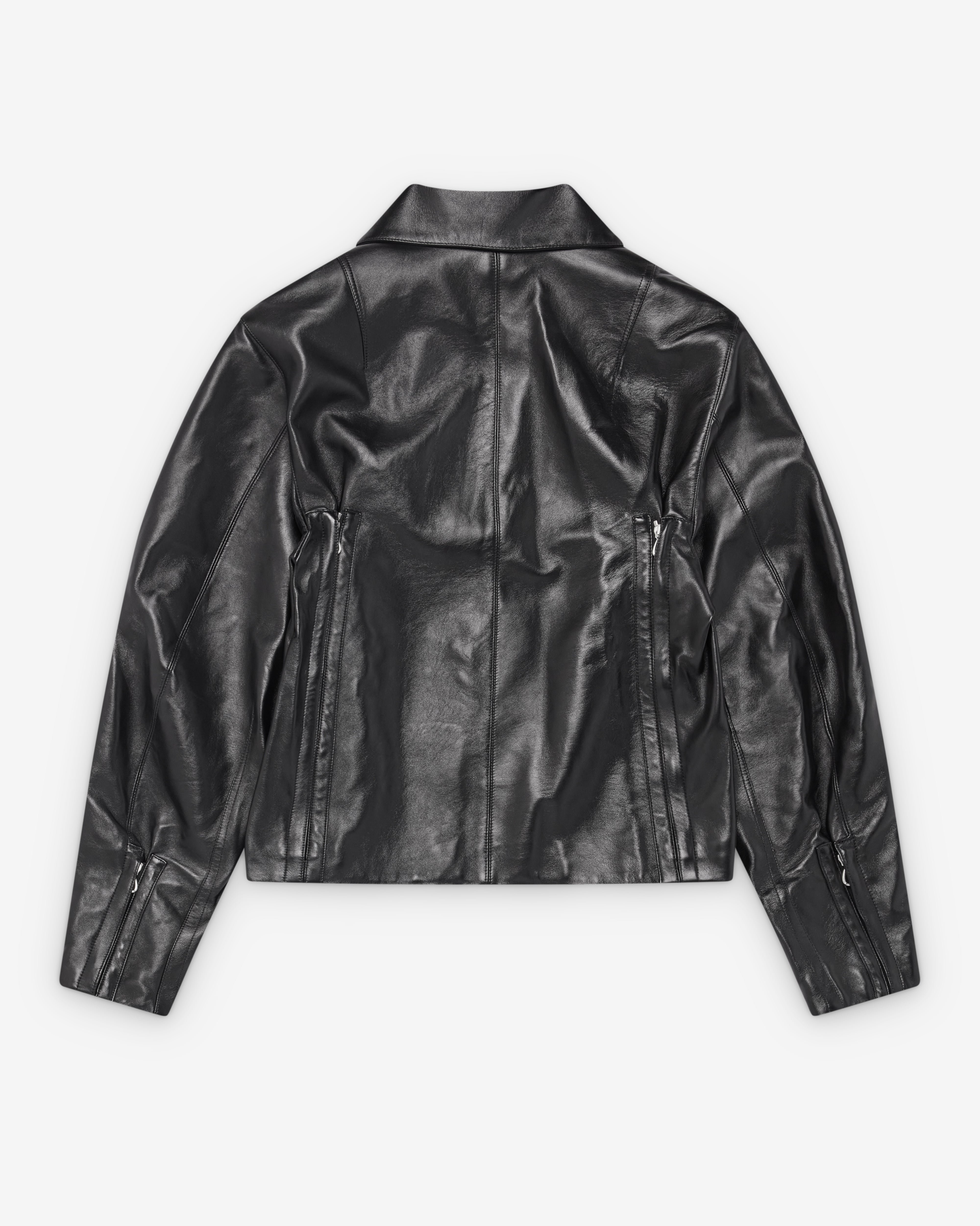 Kiko Kostadinov: Men's Lur Leather Jacket (Smokey Black) | Dover