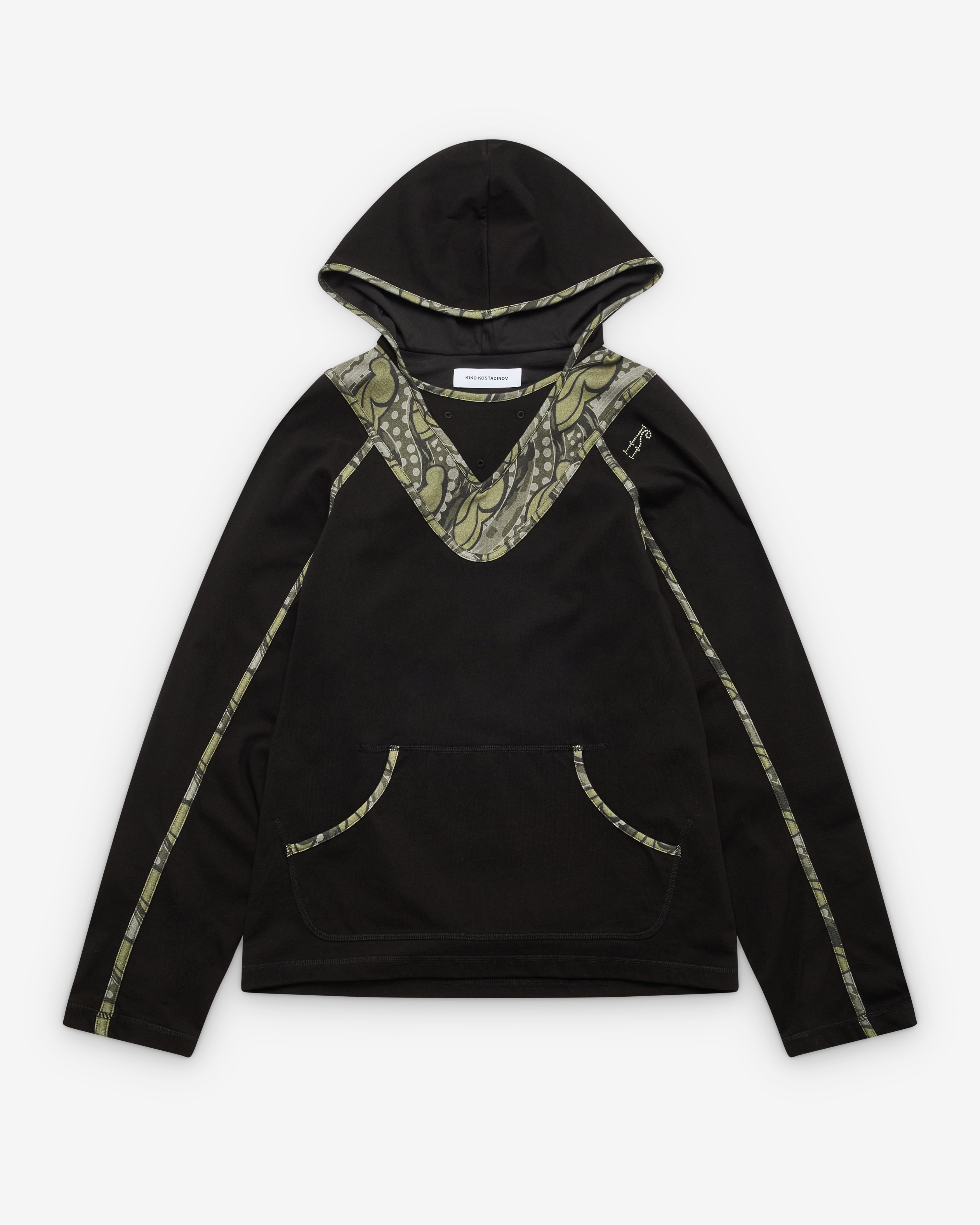 Kiko Kostadinov: Men's Gizi Hooded Top (Black/Sage) | DSML E-SHOP
