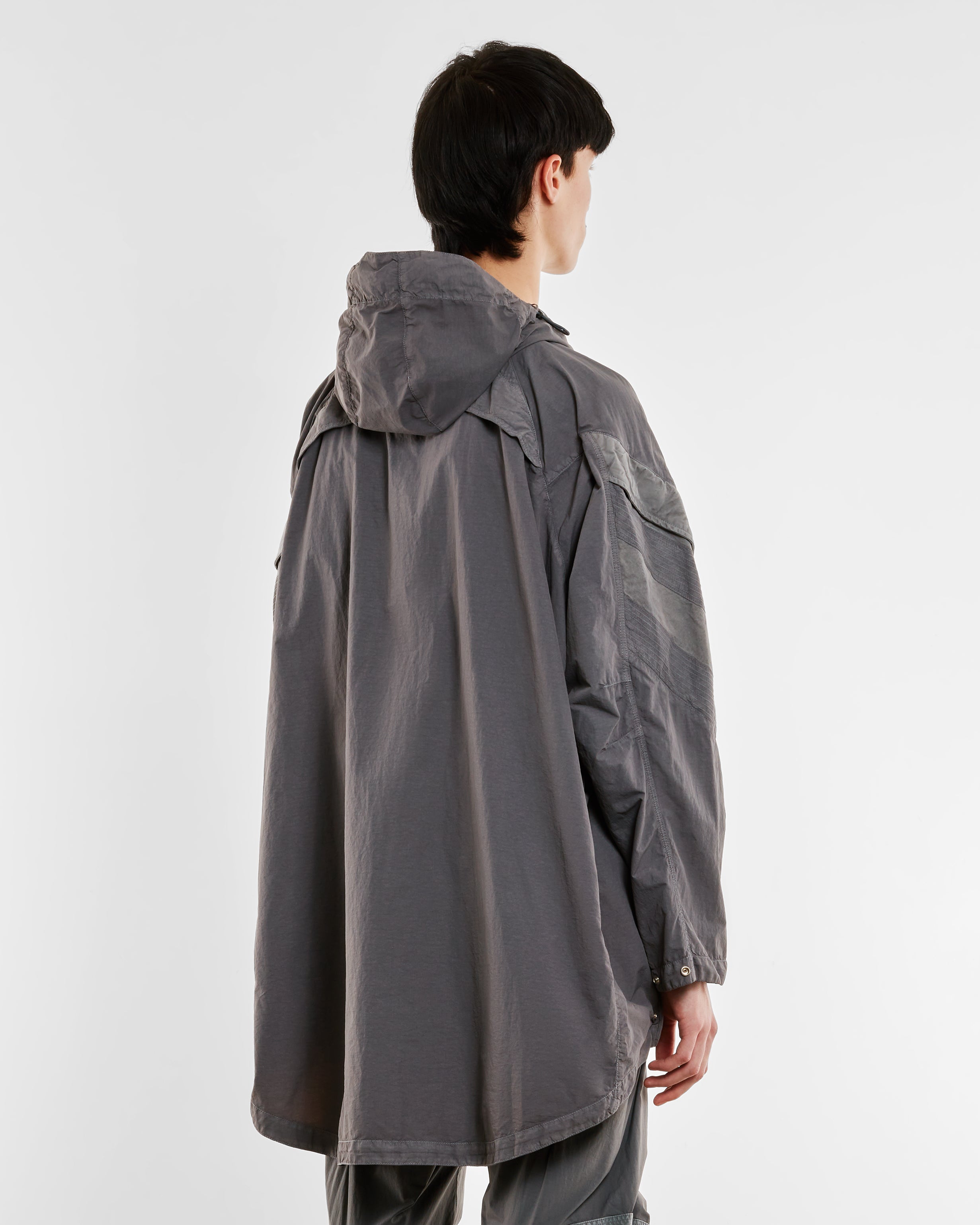 Kiko Kostadinov - CP Company Men's Flatt Nylon Mixed Hooded Jacket - (Steel  Grey)