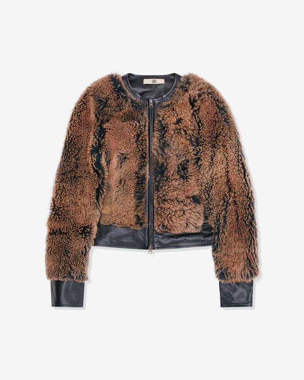 KNWLS - Women's Shearling And Leather Collarless Jacket - (Midnight)