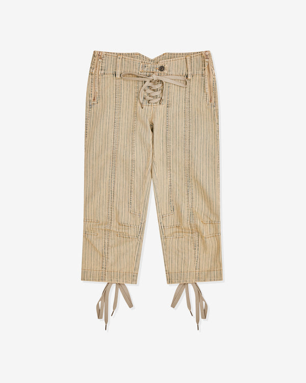 KNWLS - Women's Striped Denim Capri Trouser - (Tan)