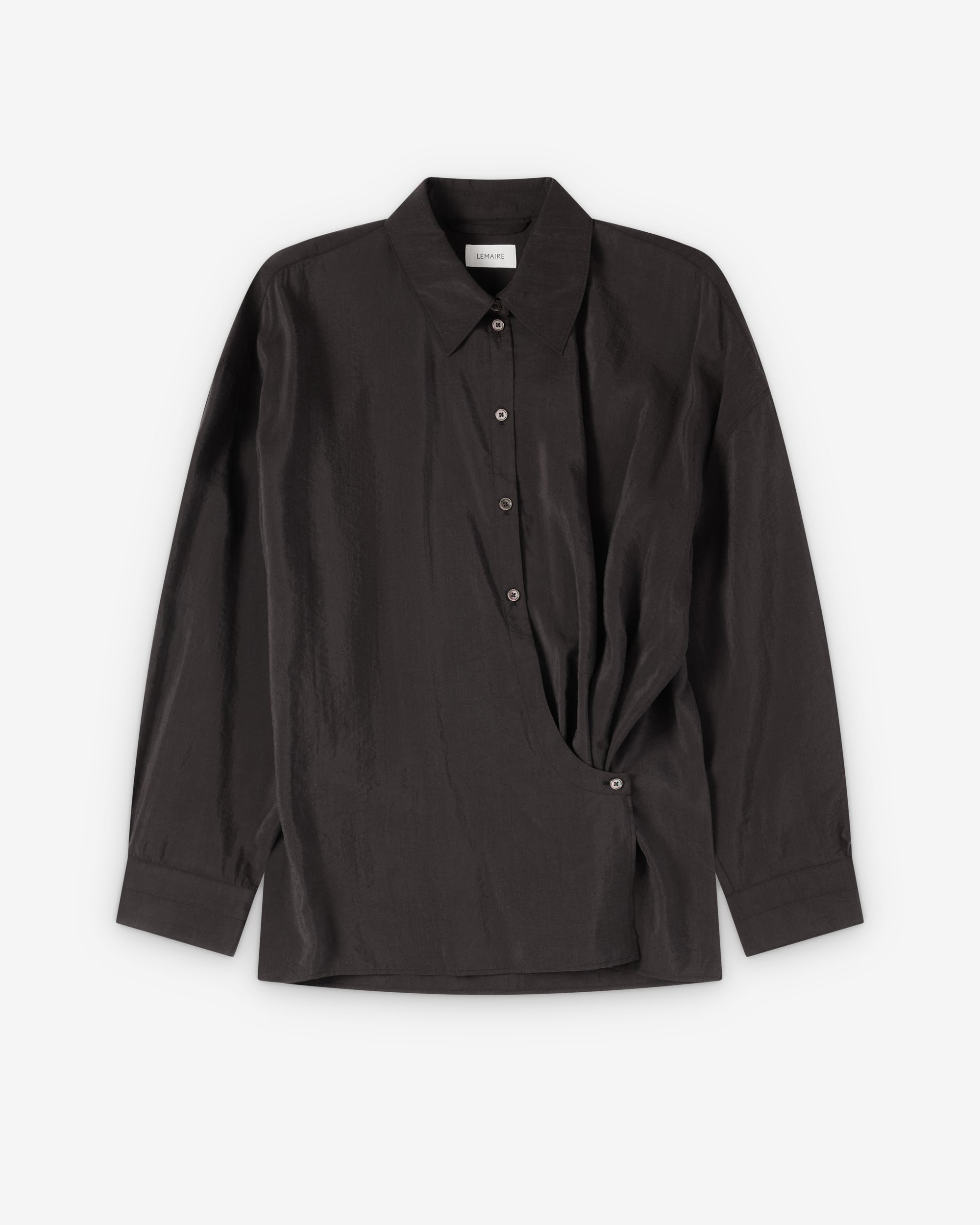 Lemaire - Women's Straight Collar Twisted Shirt - (Licorice) view 1, Click to Zoom in