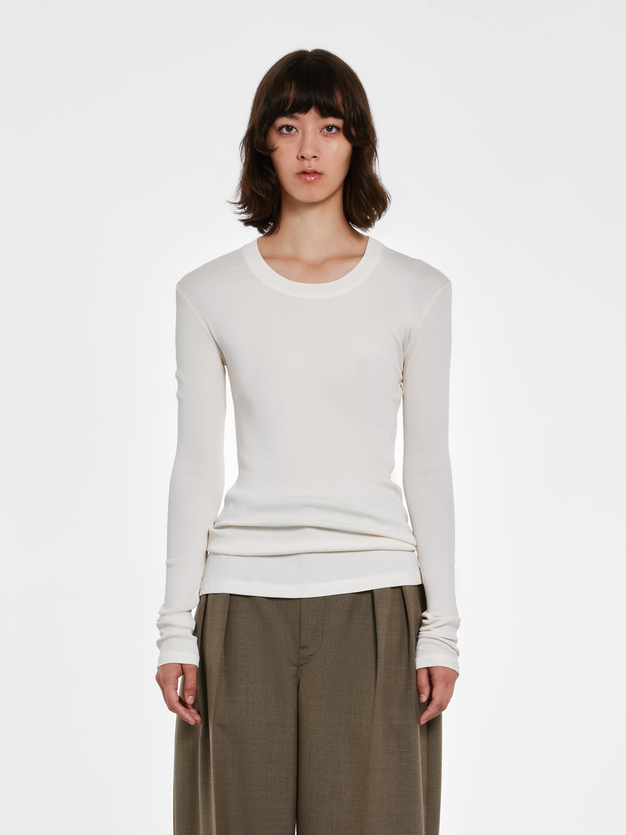 Lemaire - Women’s Rib Long Sleeve T-Shirt - (White) view 1