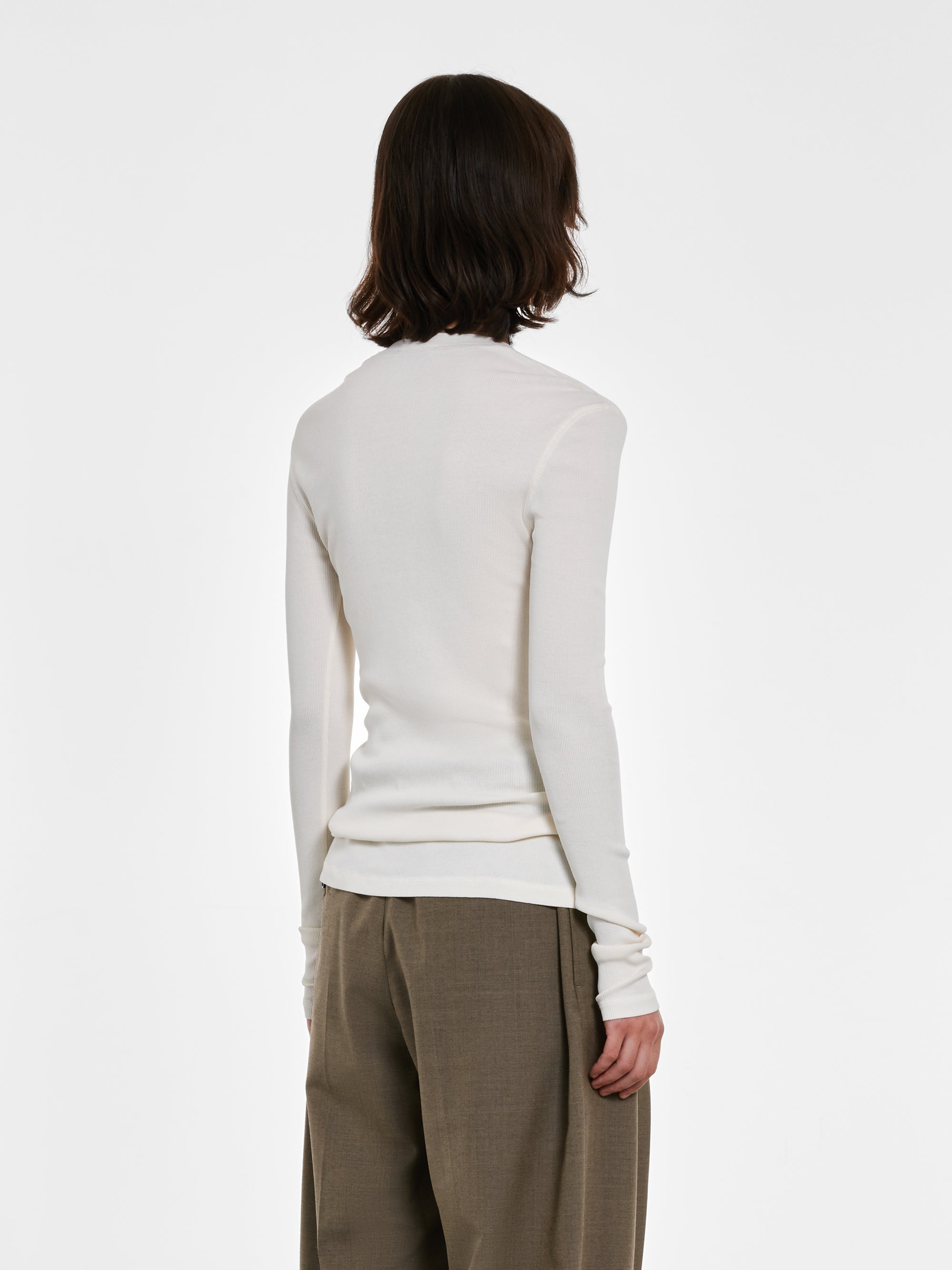 Lemaire - Women’s Rib Long Sleeve T-Shirt - (White) view 3