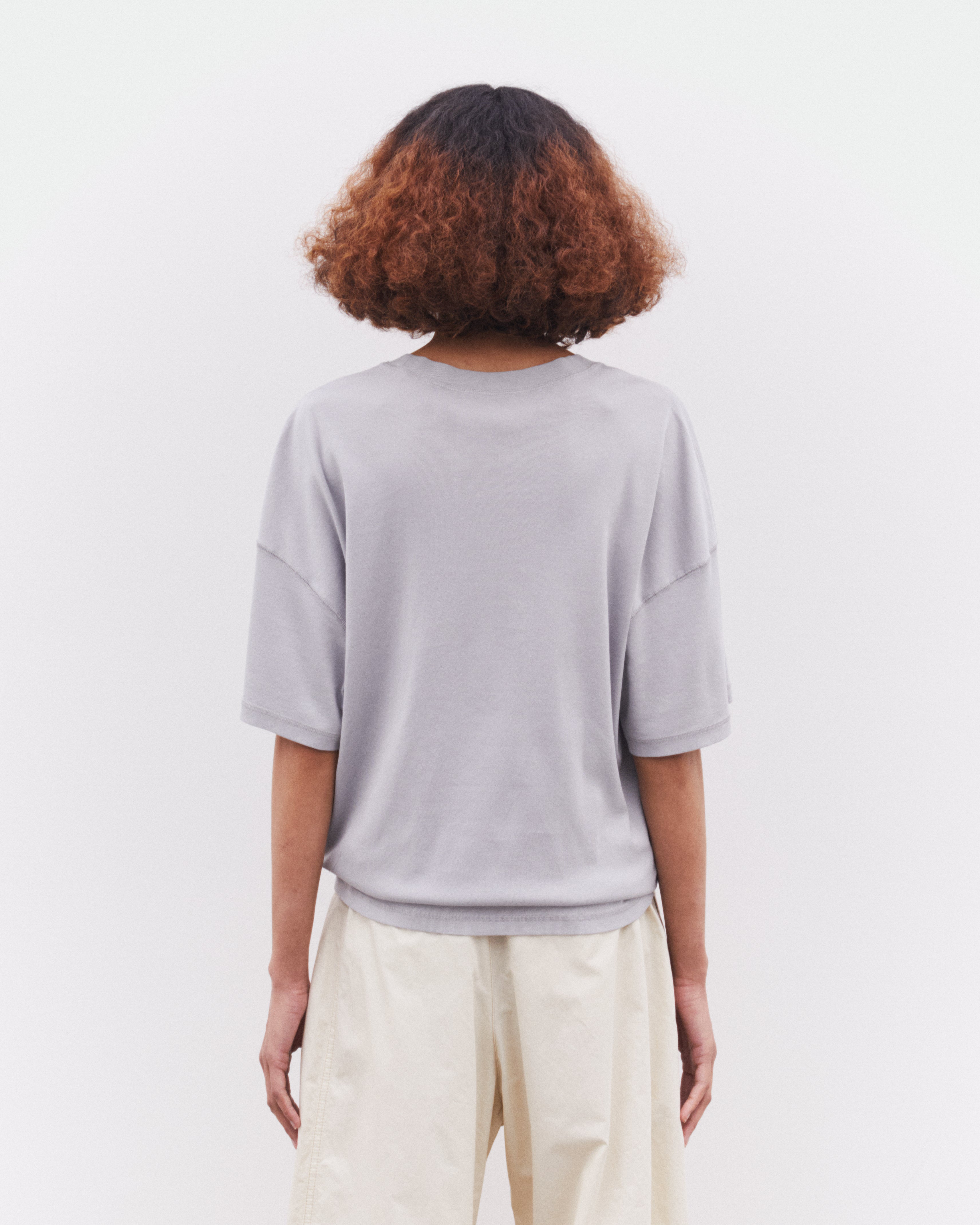 Lemaire: Women's Rib T-Shirt (Blue/Grey) | DSML E-SHOP