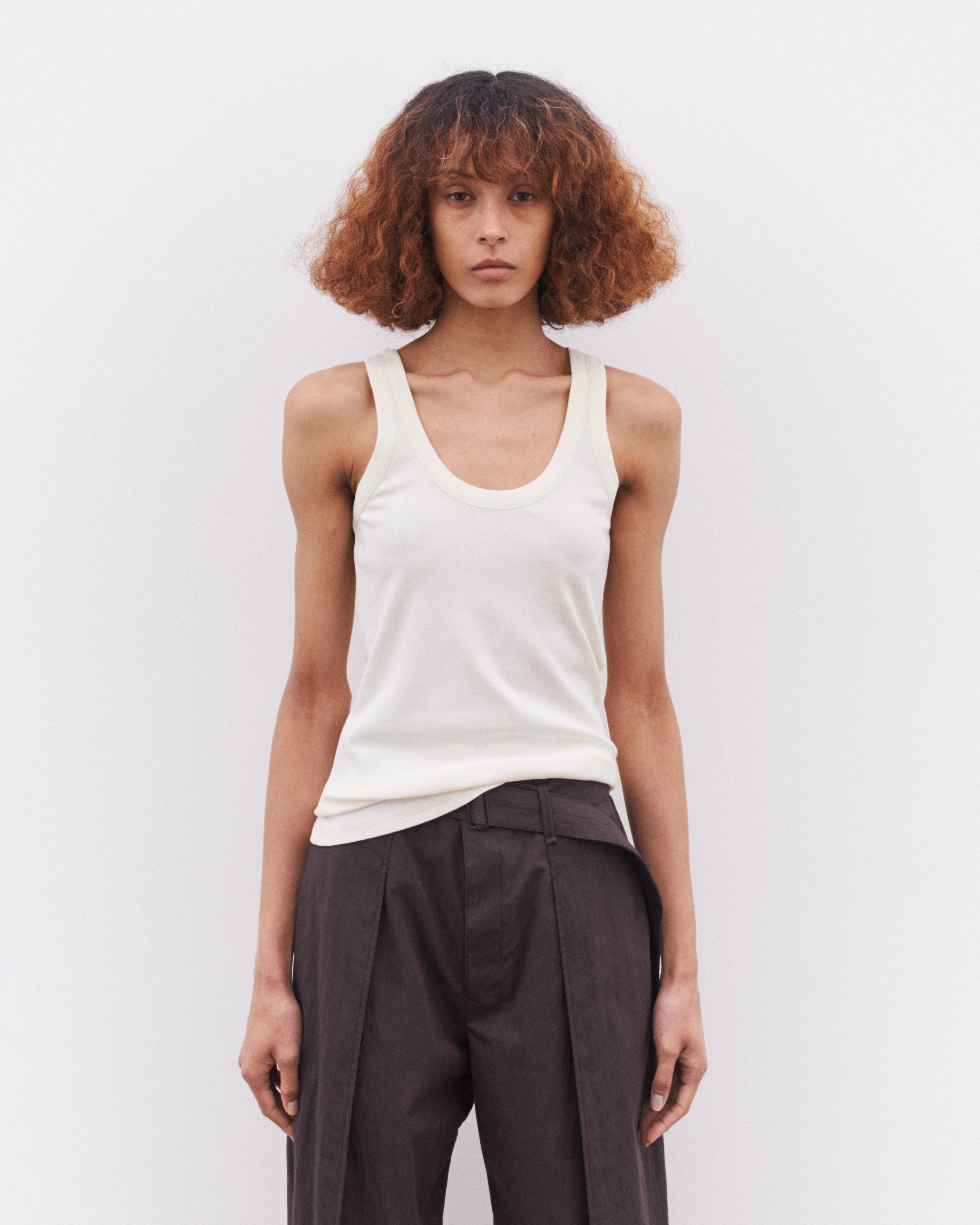 Lemaire: Women's Rib Tank Top (White) | DSML E-SHOP
