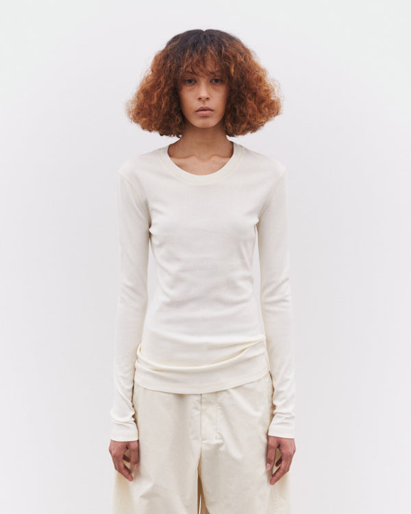 Lemaire - Women’s Rib Long Sleeve T-Shirt - (Light Cream)