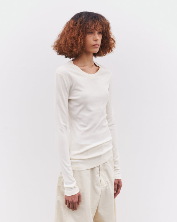 Lemaire - Women’s Rib Long Sleeve T-Shirt - (Light Cream)