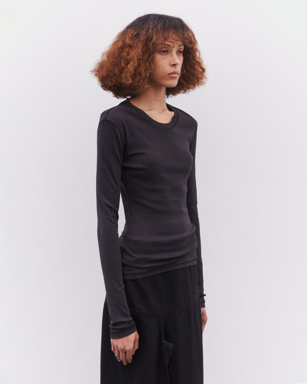 Lemaire - Women’s Rib Long Sleeve T-Shirt - (Charcoal)