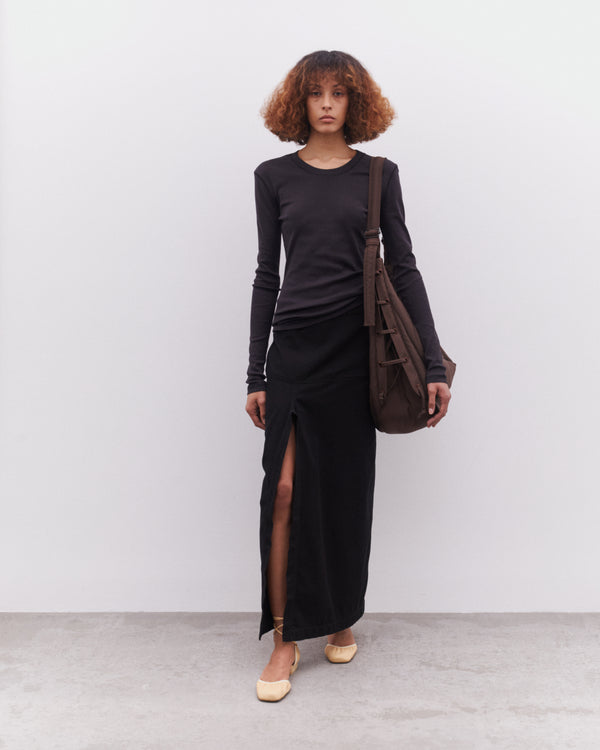 Lemaire - Women’s Rib Long Sleeve T-Shirt - (Charcoal)