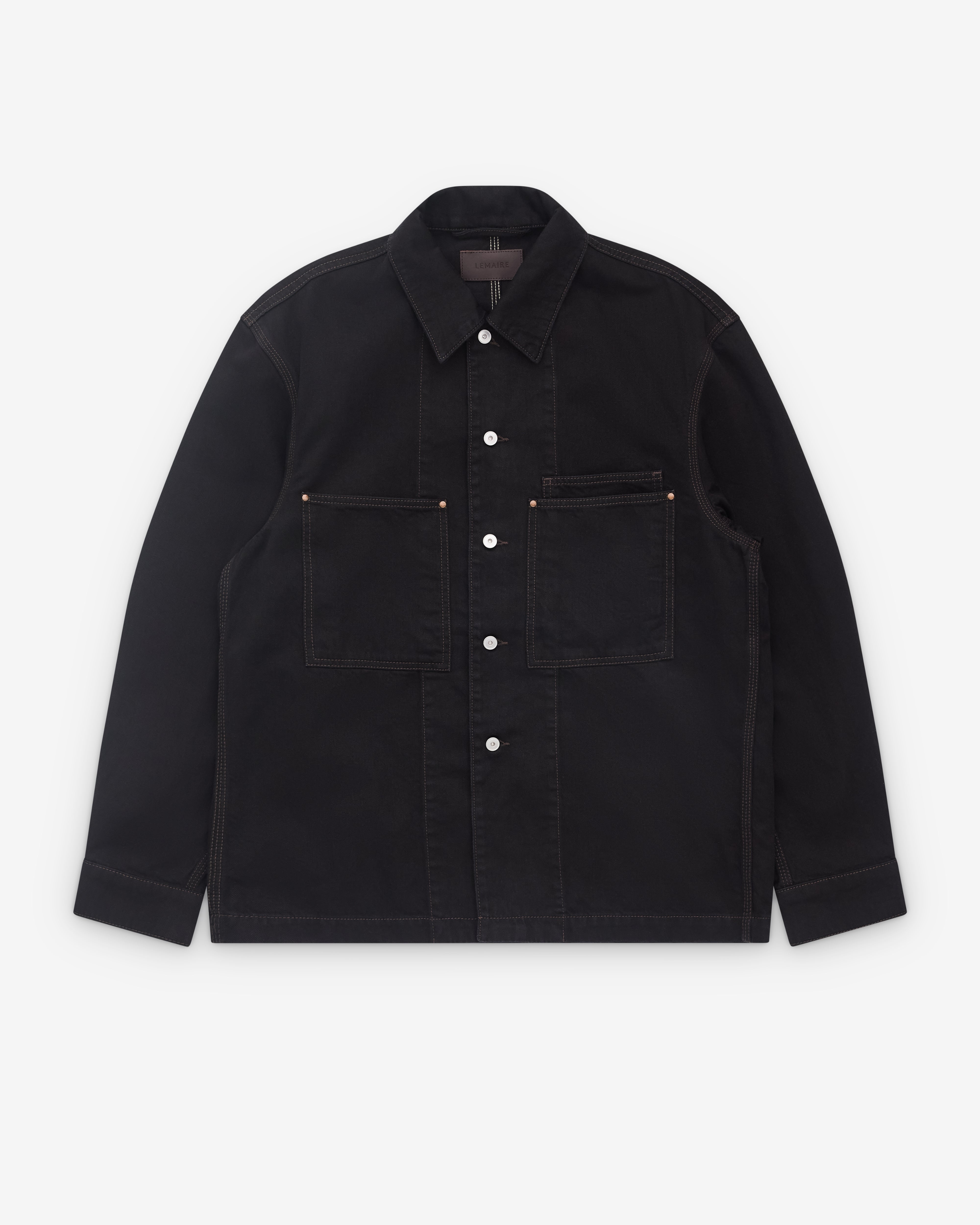 Lemaire: Men's Workwear Overshirt (Black) | DSML E-SHOP
