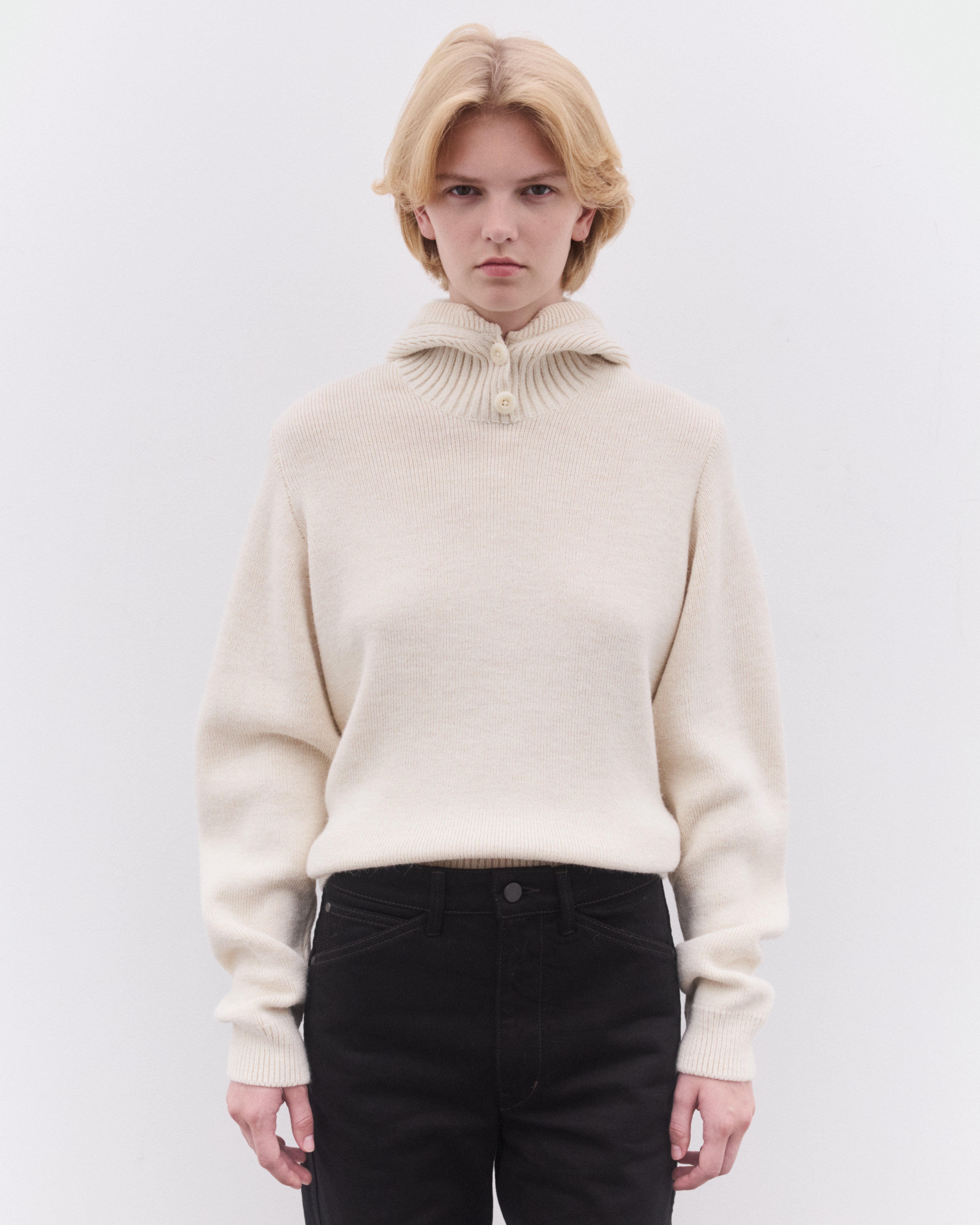Lemaire: Women's Sweater With Hood (Light Cream) | DSML E-SHOP