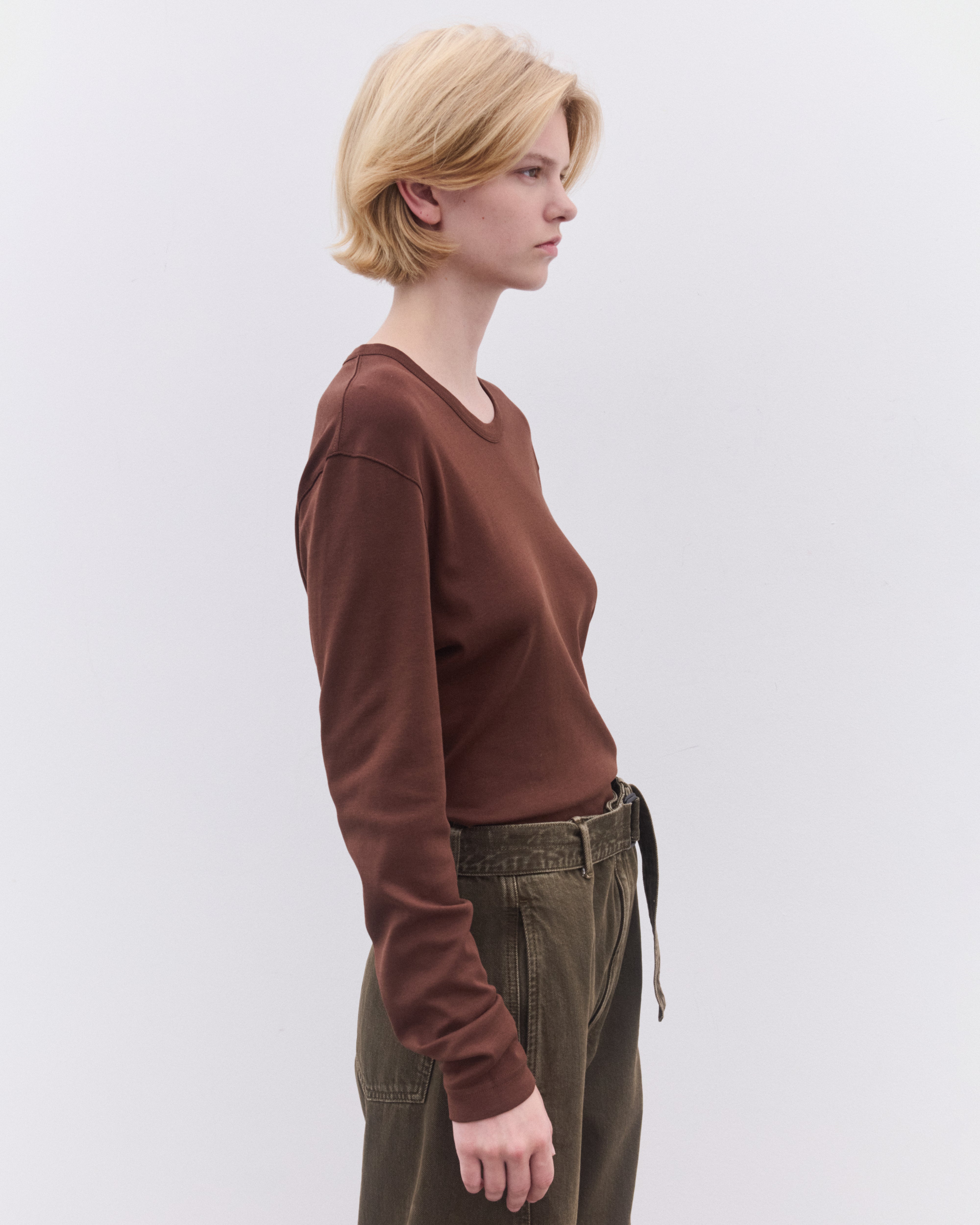 Lemaire: Women's Rib Long Sleeve (Brown) | DSML E-SHOP