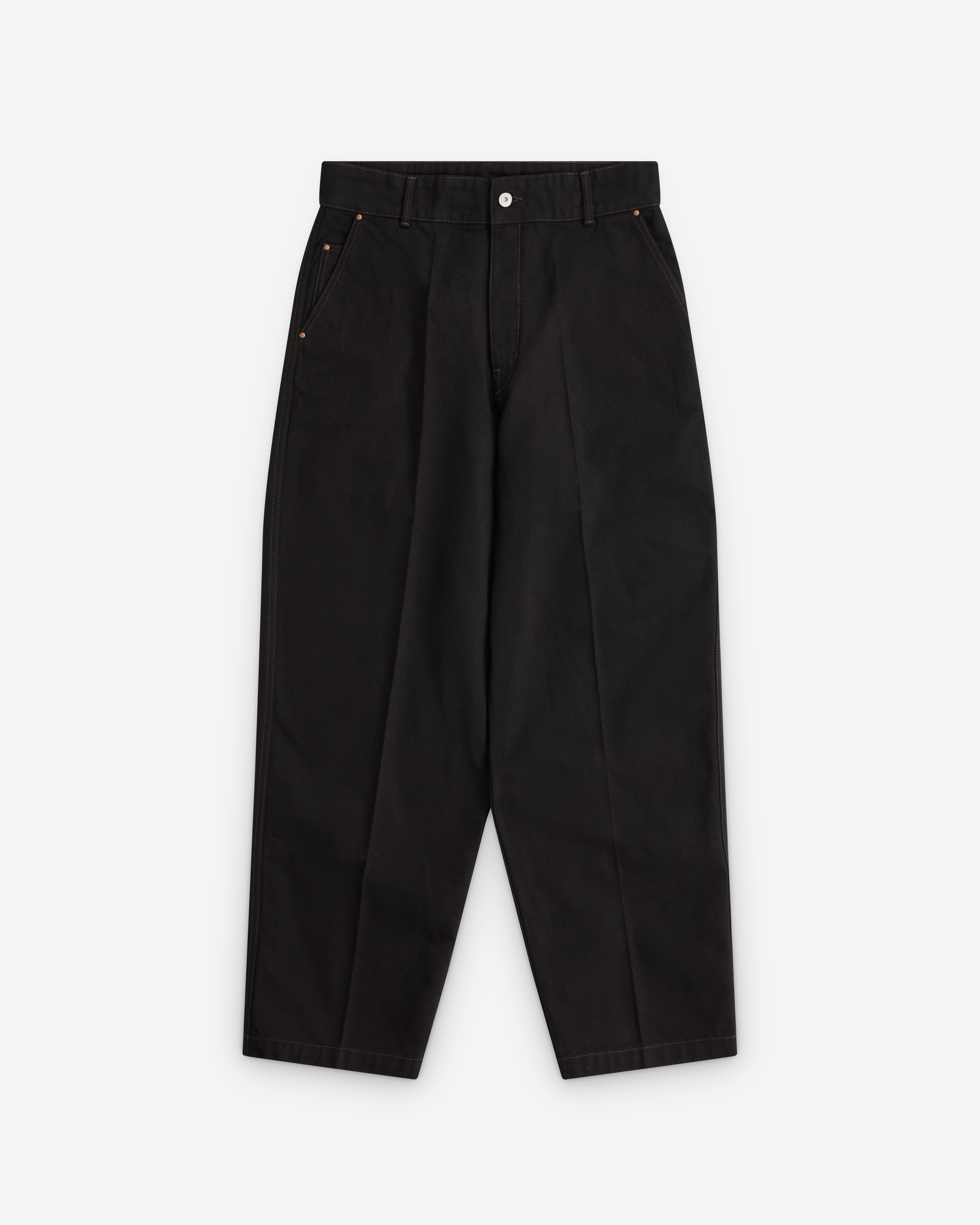 Lemaire: Men's Maxi Barrel Workwear Pants (Black) | DSML E-SHOP