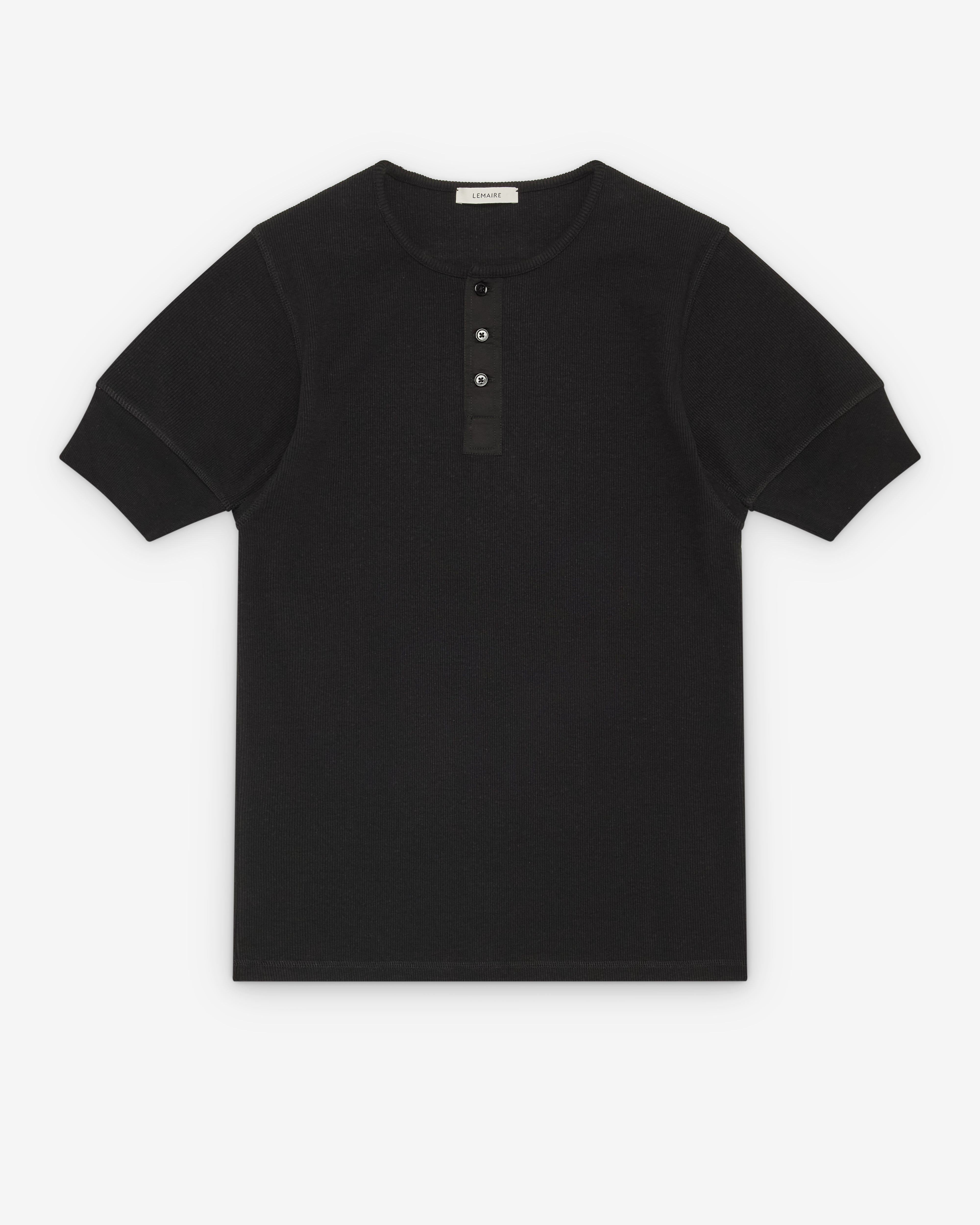 Lemaire : Men's Rib Henley Top (Black) | Dover Street Market London