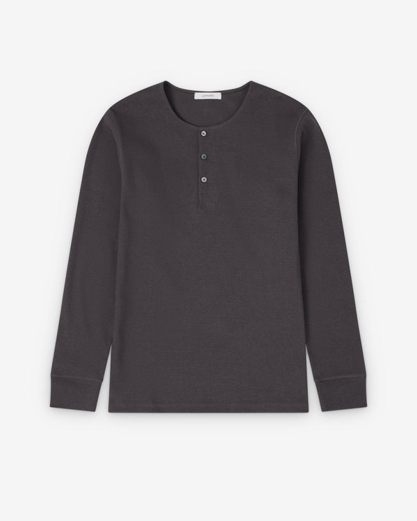 Lemaire  - Men's Long Sleeve Henley - (Basalt)