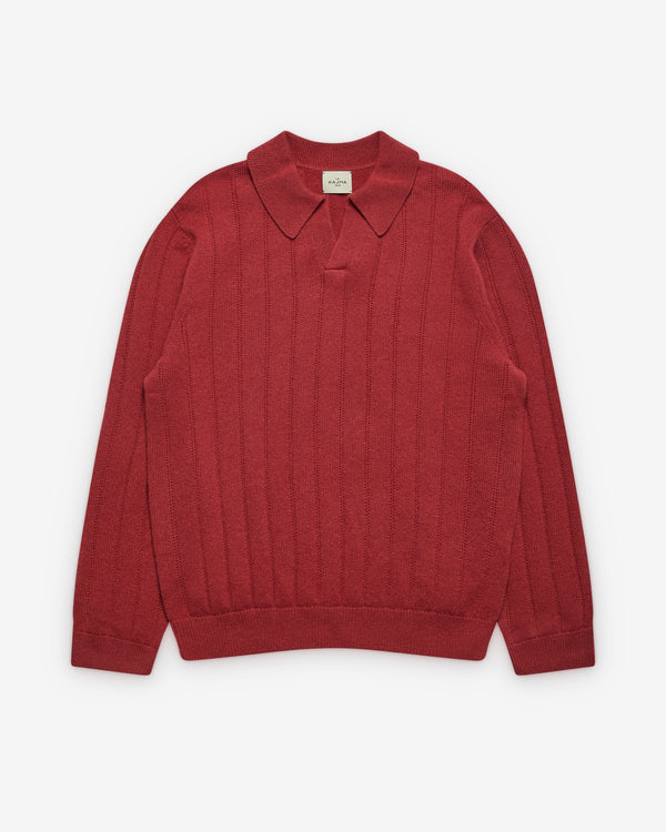 Le Kasha - Men's Sweater With Collar - (Red)