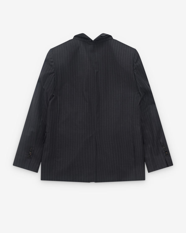 Litkovska - Women's Double-Layer Lapel Jacket - (Grey Pinstripe)