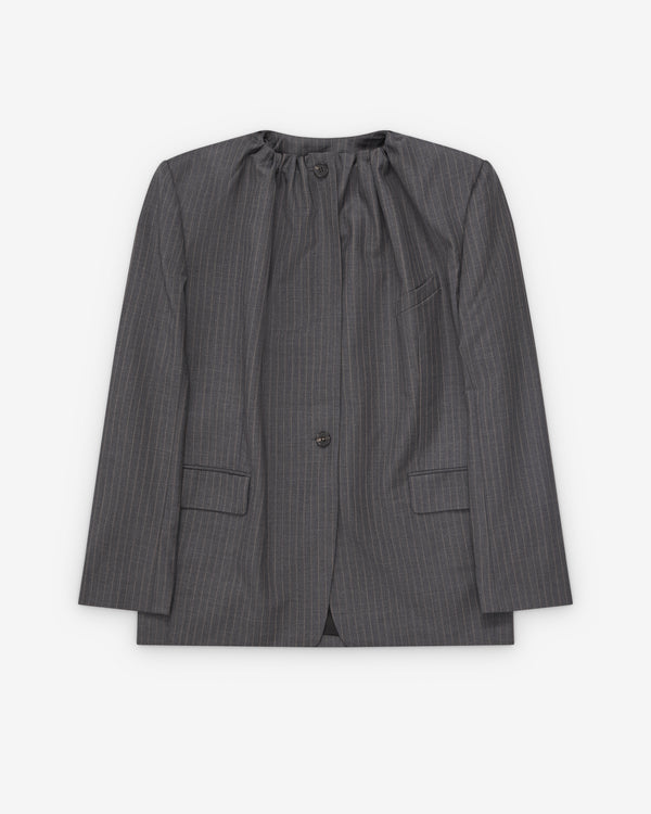 Litkovska - Women's Draped Neck Tailored Jacket - (Grey)