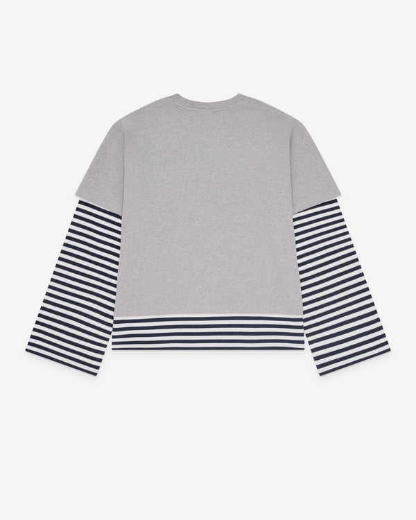 Charles Jeffrey - Men's Long Sleeve 2-In-1 T-Shirt - (Grey/Stripe)