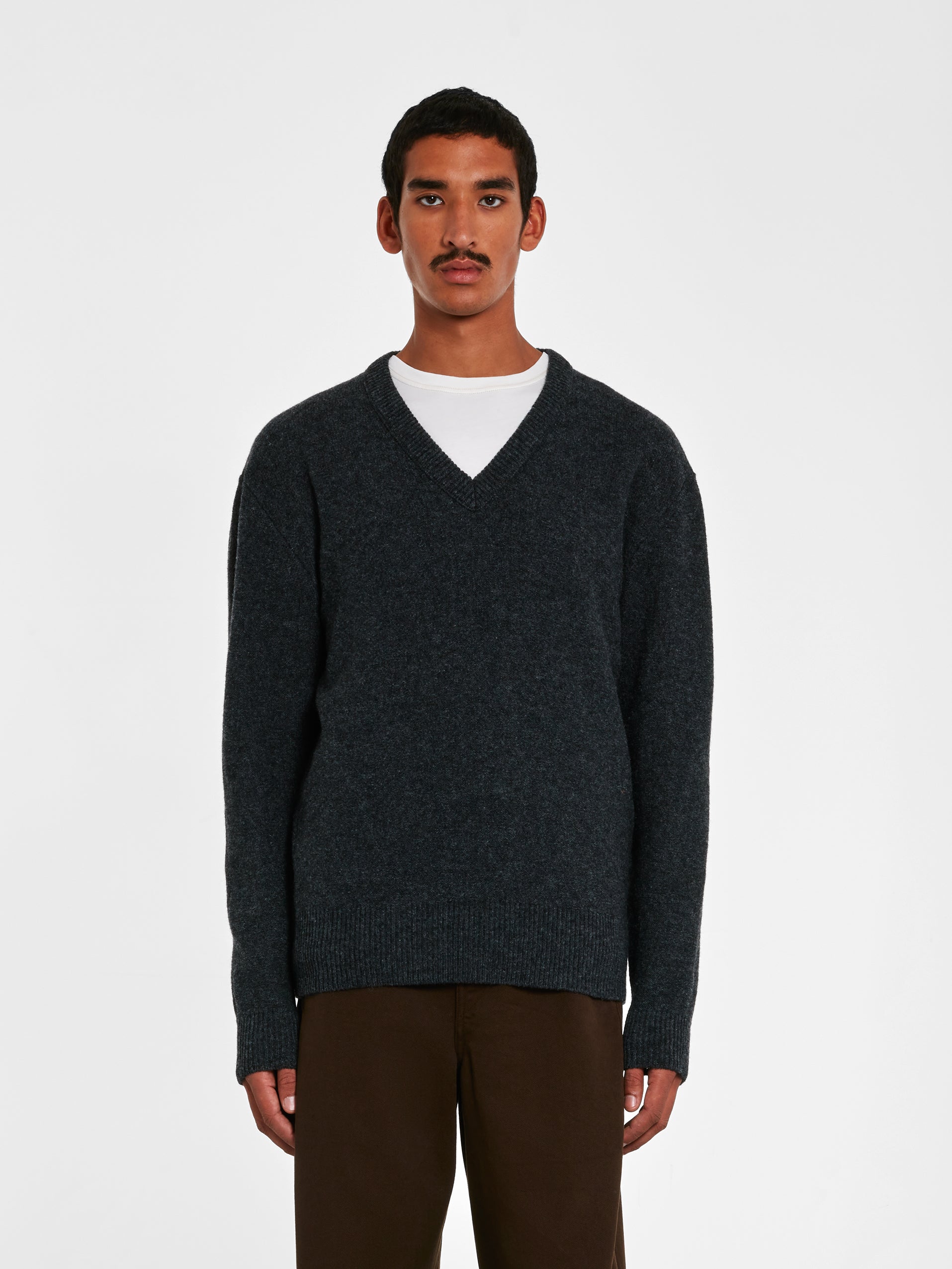 Lemaire - Men's V-Neck Sweater - (Black) | Dover Street Market E