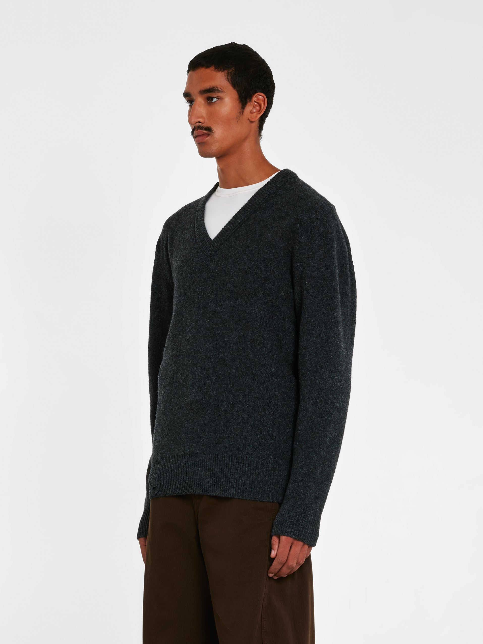 Lemaire - Men’s V-Neck Sweater - (Black) view 2