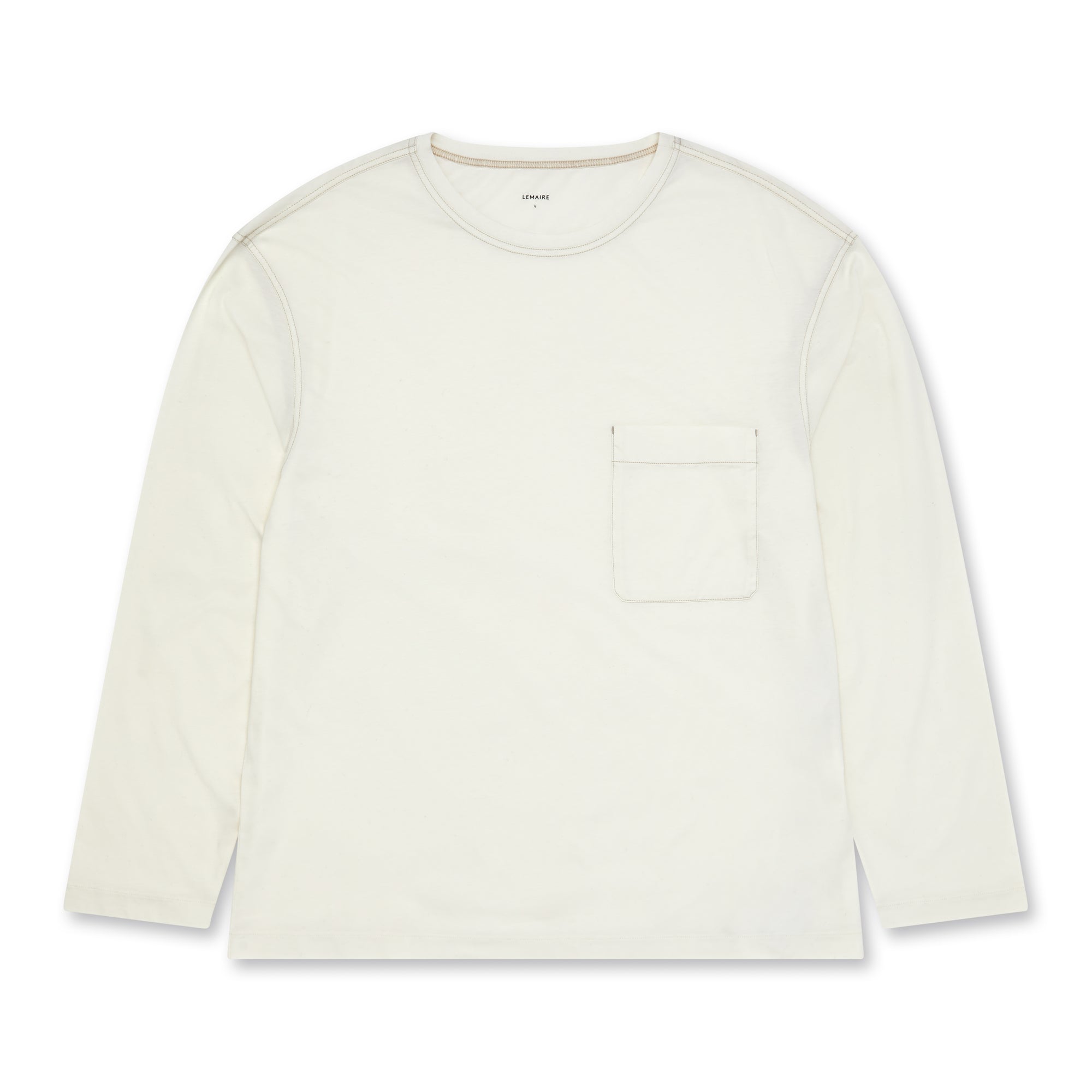 Lemaire - Men’s Long Sleeve Patch Pocket T-Shirt - (White) view 4