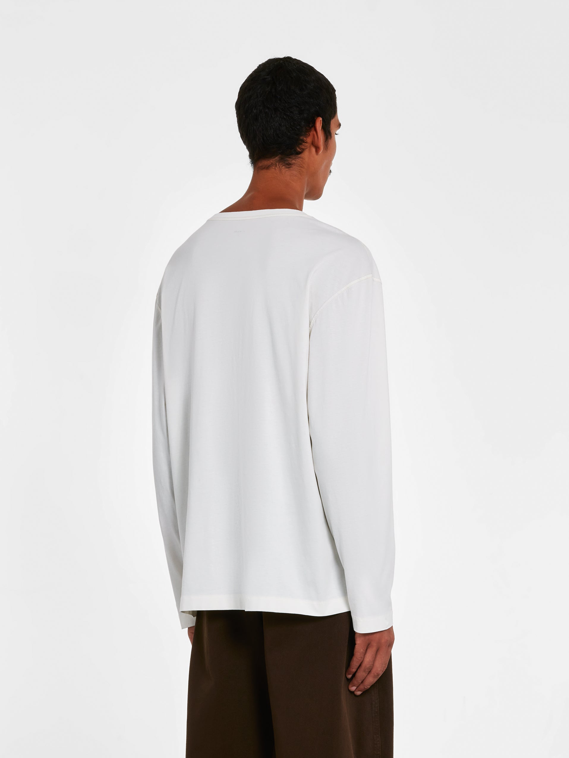 Lemaire - Men’s Long Sleeve Patch Pocket T-Shirt - (White) view 3
