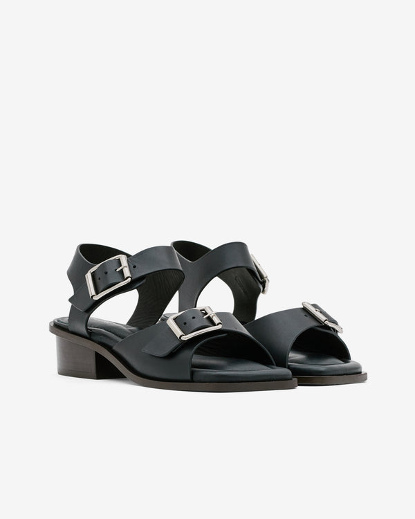 Lemaire - Women’s Square Heeled Sandals With Strap - (Black)