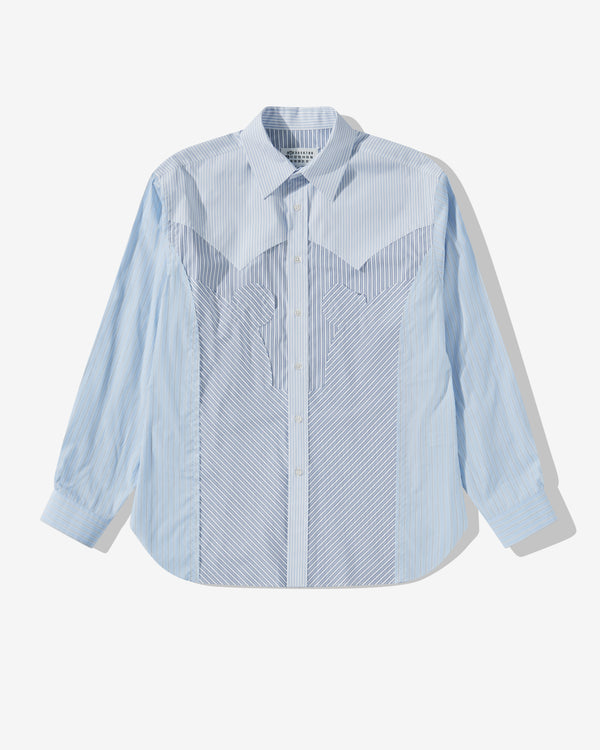 Maison Margiela - Men's Yoke Stripe Shirt - (White/Blue)