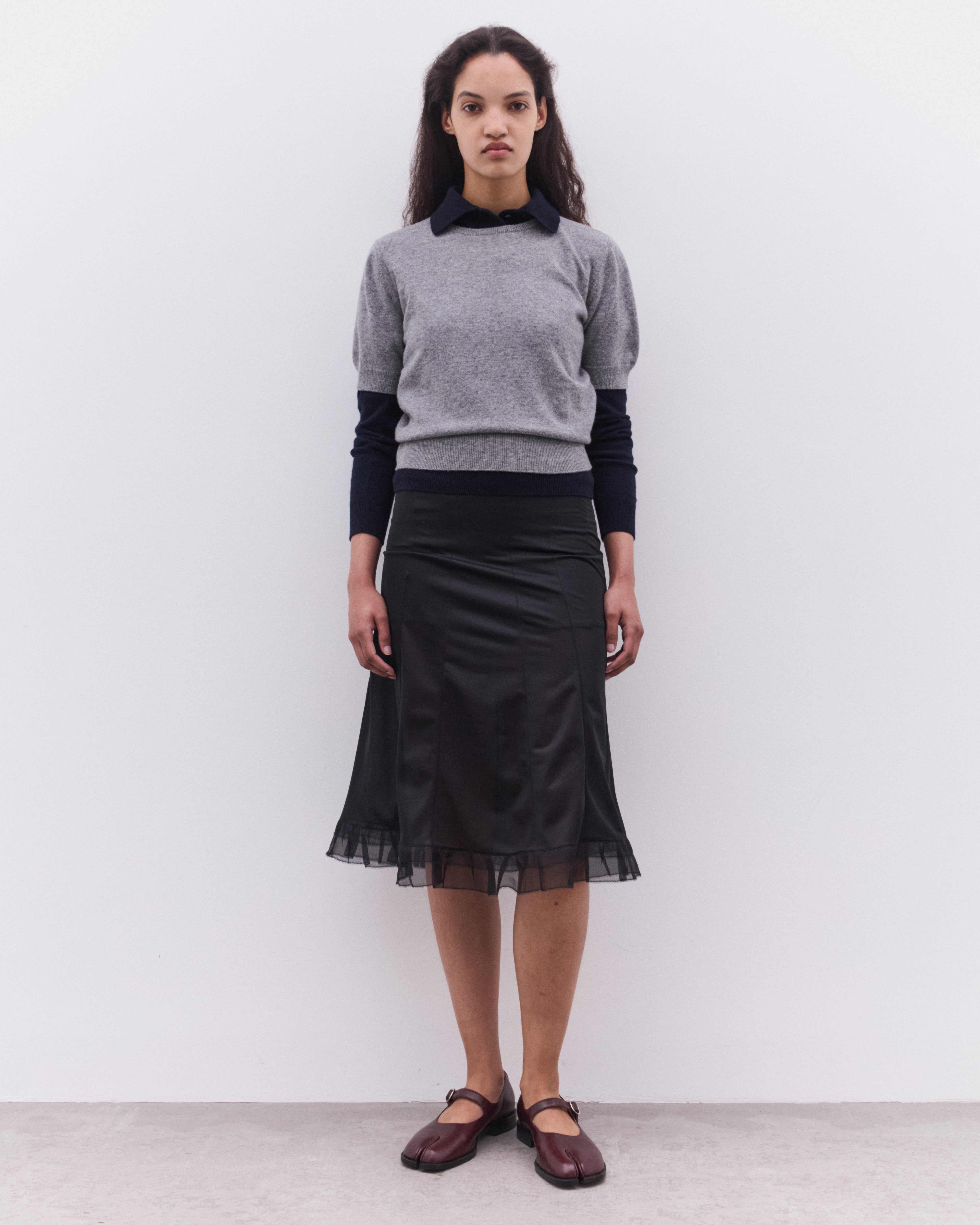Maison Margiela: Women's Washed Lambswool Top (Light Grey Maison Margiela: Women's Washed Lambswool Top (Light Grey