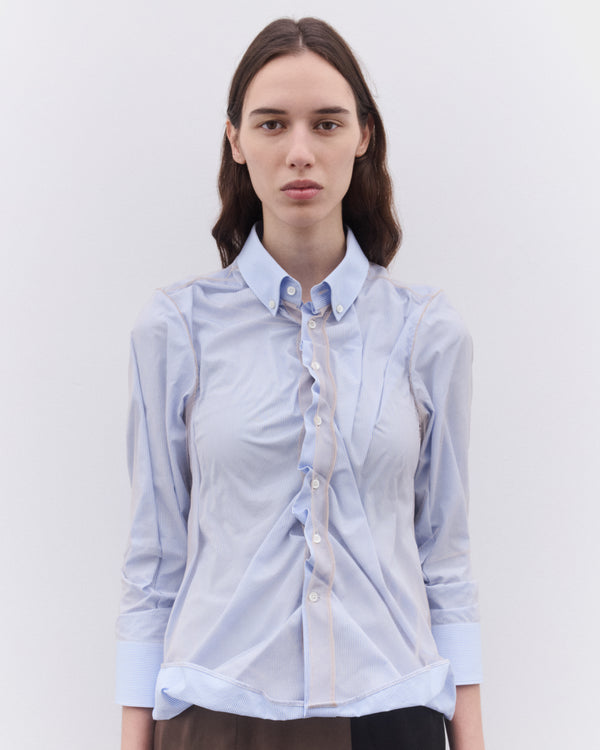 Maison Margiela - Women's High-Shine Cotton Poplin Shirt - (Light Blue)