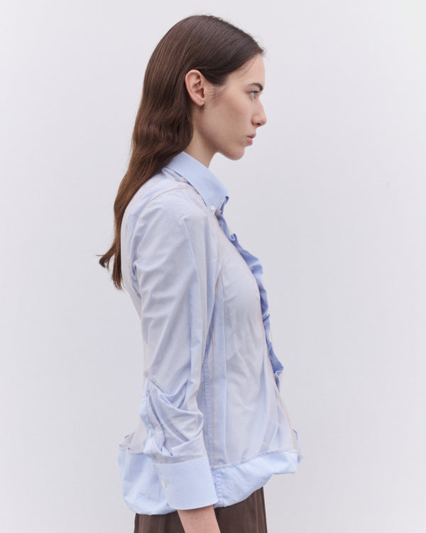 Maison Margiela - Women's High-Shine Cotton Poplin Shirt - (Light Blue)