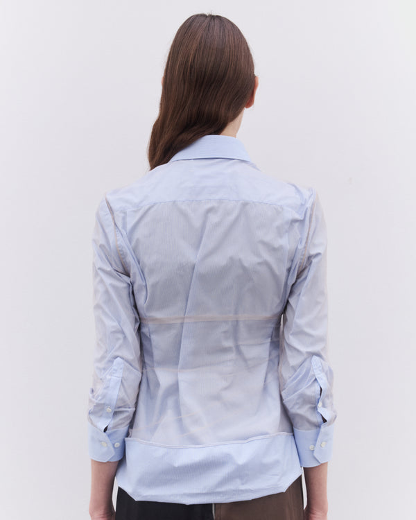Maison Margiela - Women's High-Shine Cotton Poplin Shirt - (Light Blue)